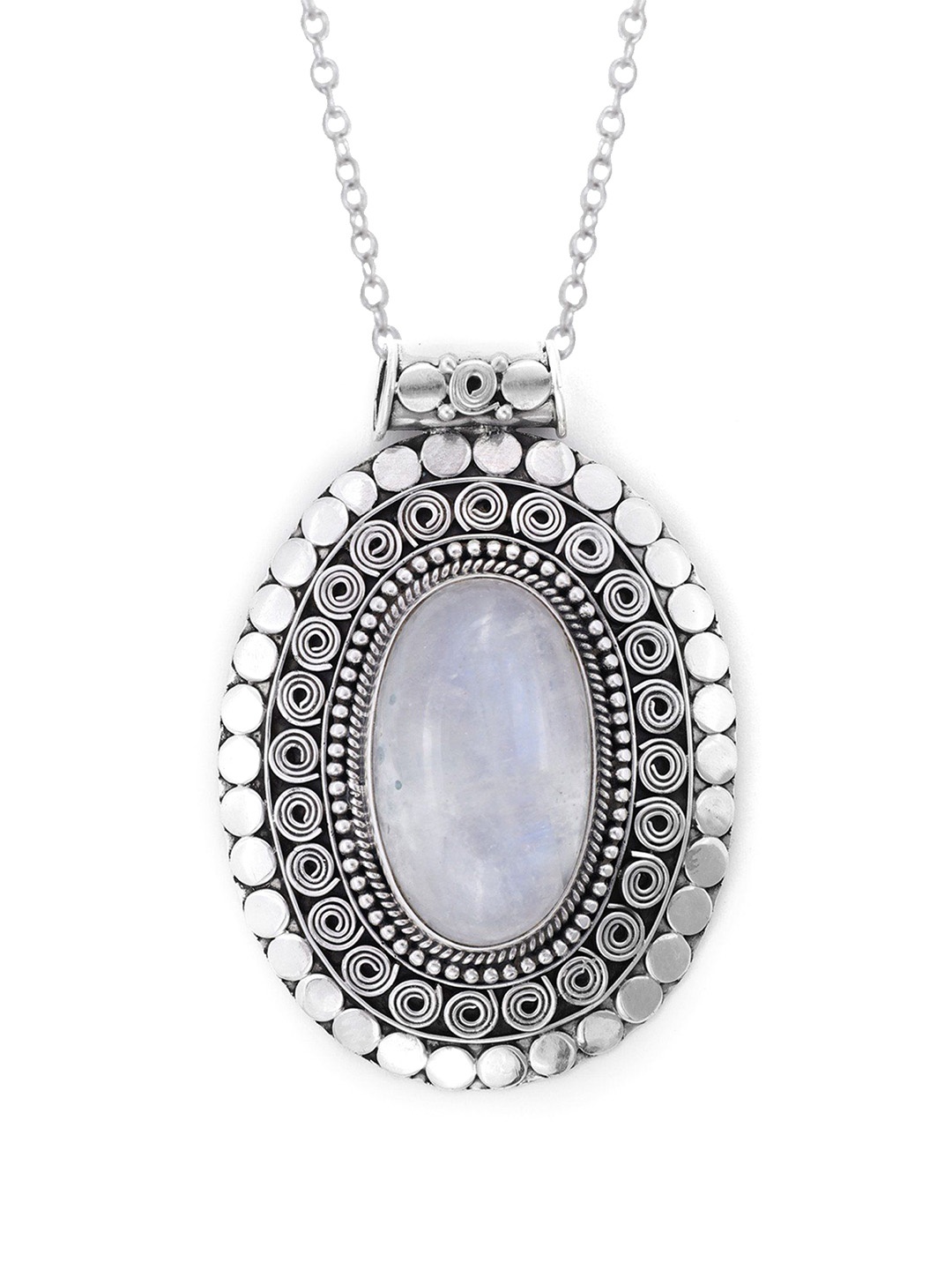 

Exotic India Moonstone Gemstone Designer Sterling Silver Pendant