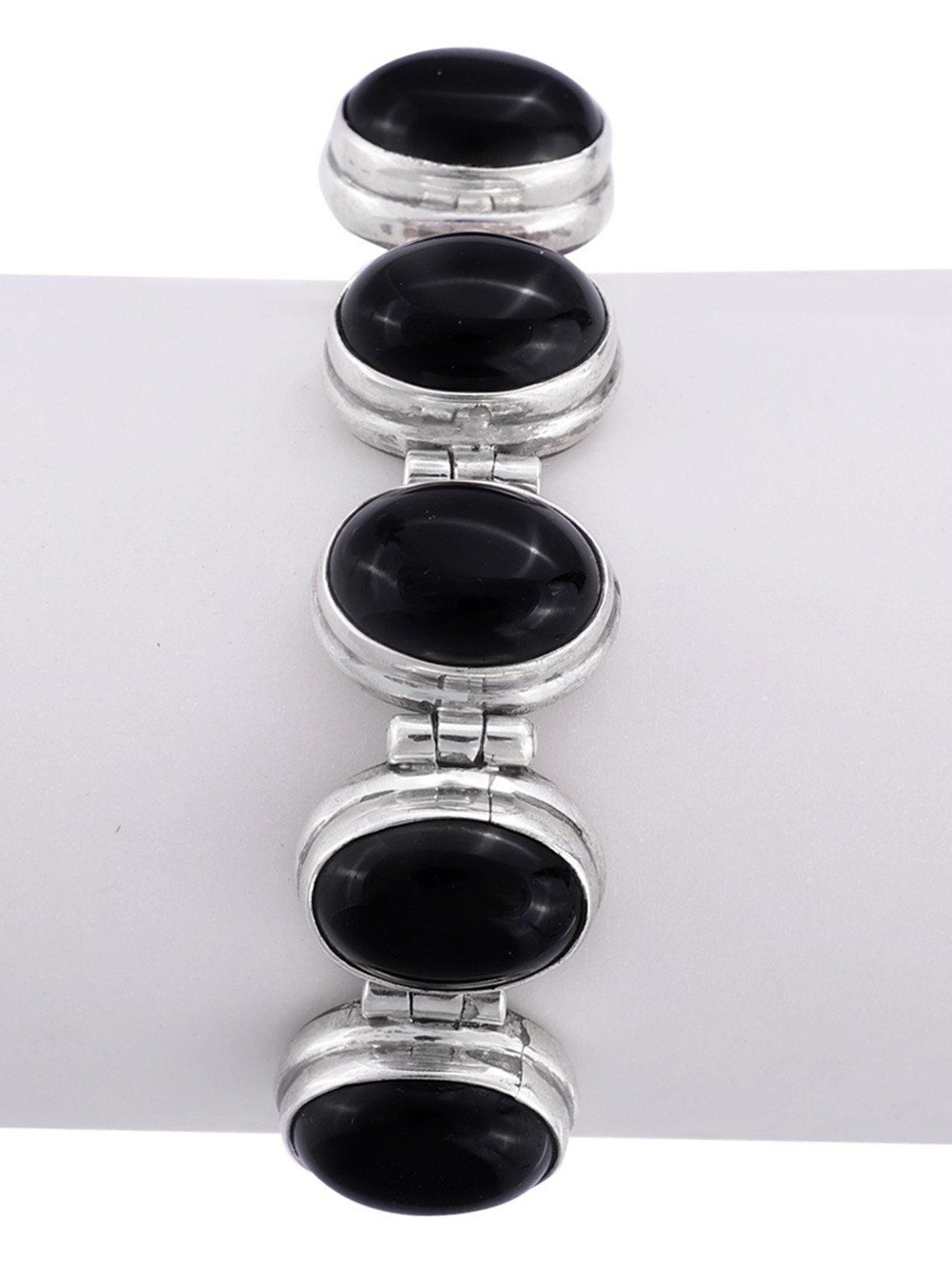 

Exotic India Black Onyx Gemstone Sterling Silver Designer Bracelet