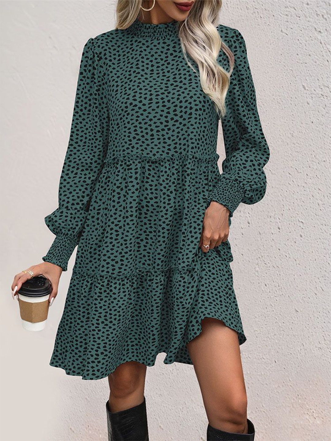 

StyleCast Animal Printed A-Line Dress, Green