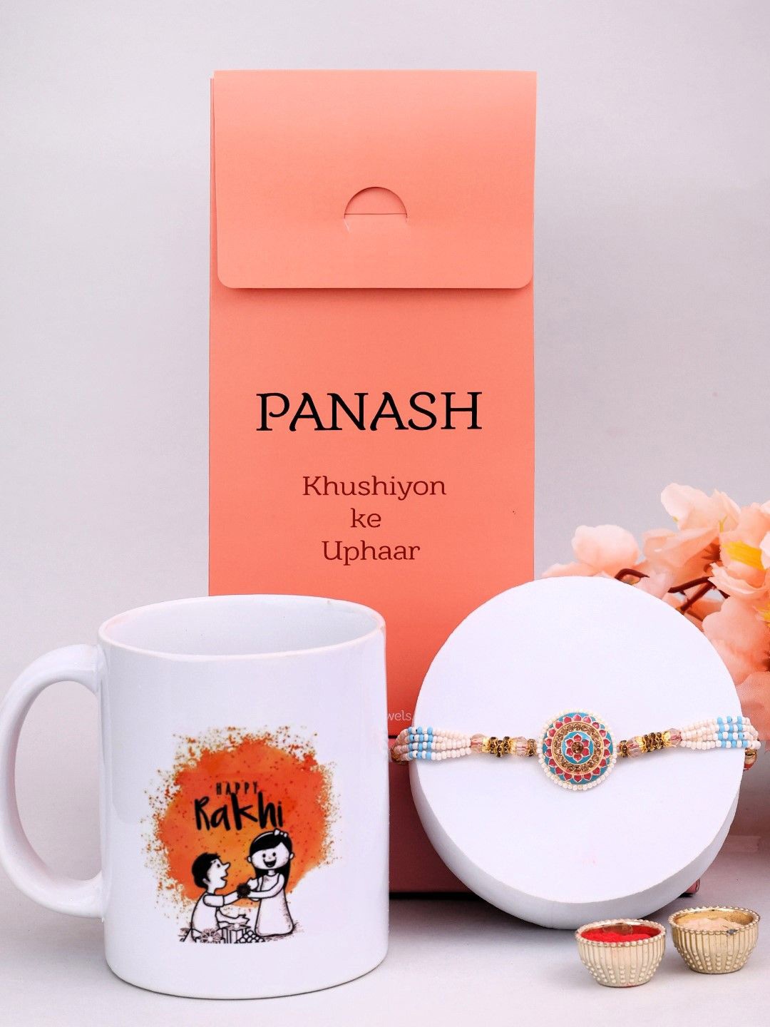 

PANASH Rakhi With Mug Gift Set, Gold