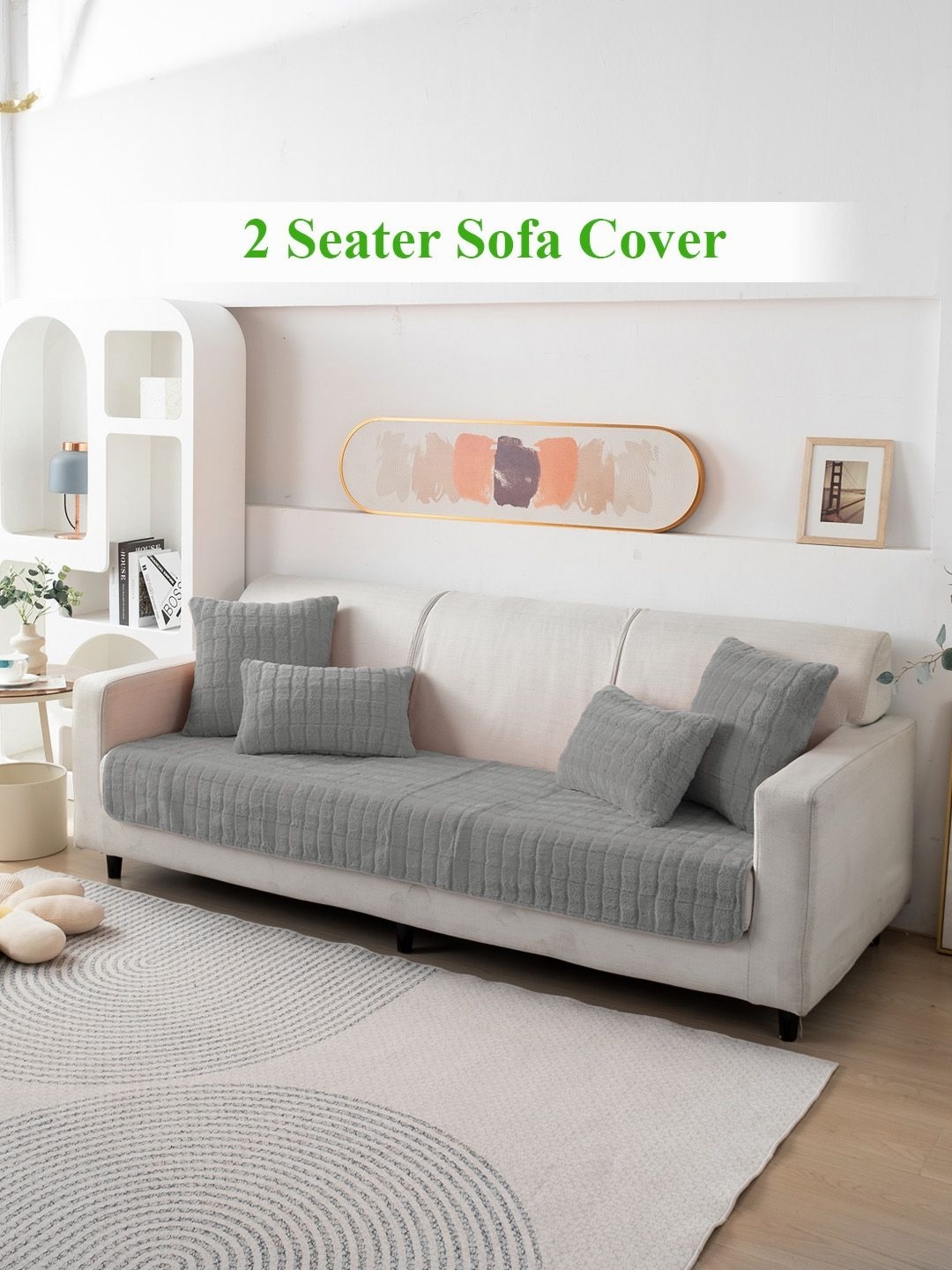 

HOKIPO Grey Self Design 3 Seater Sofa Mat