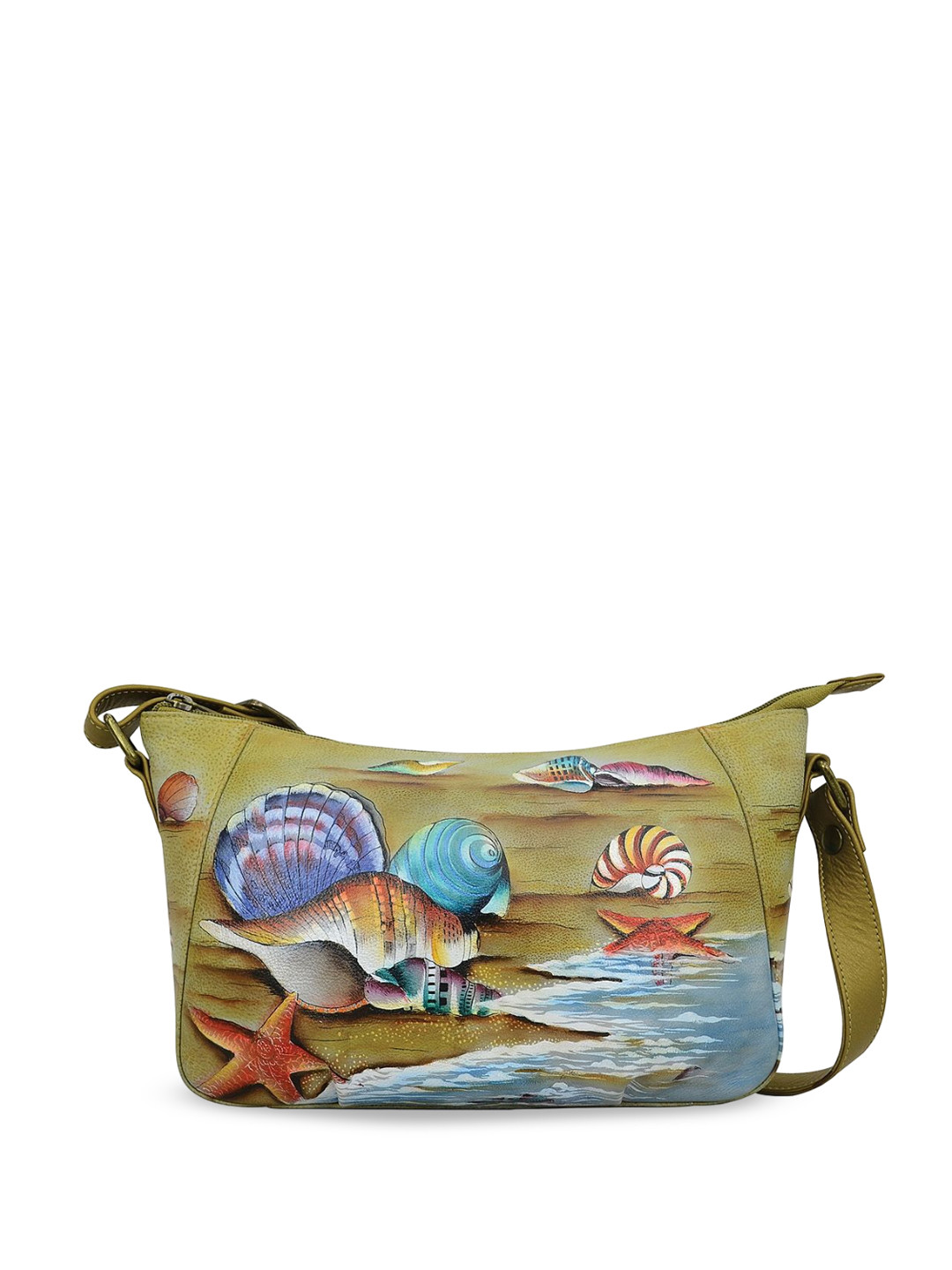 

Anuschka Floral Printed Leather Structured Sling Bag, Brown