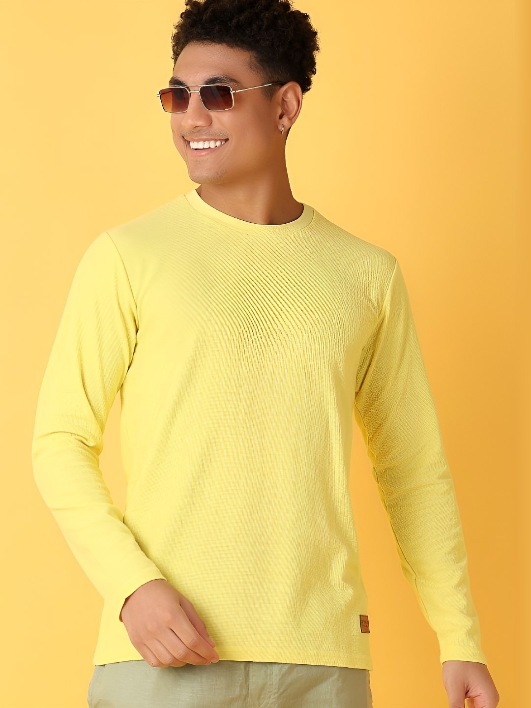 

V-Mart Men Round Neck Slim Fit T-shirt, Yellow