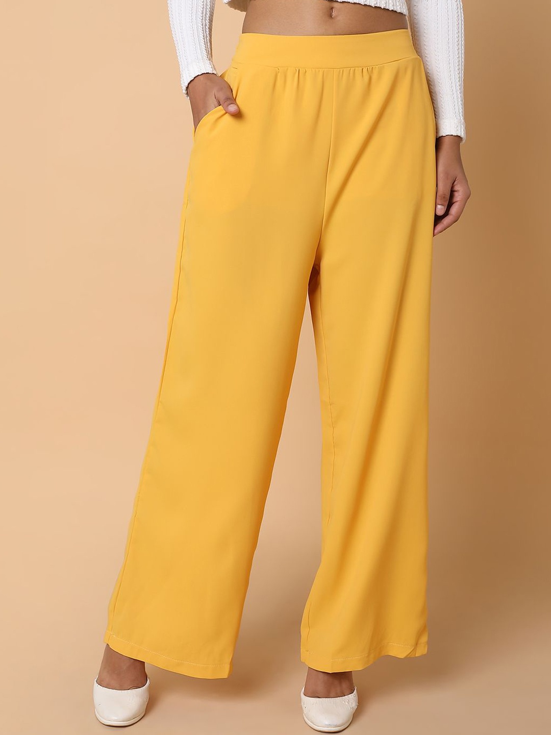

SHOWOFF Women Comfort Slim Fit Trousers, Mustard