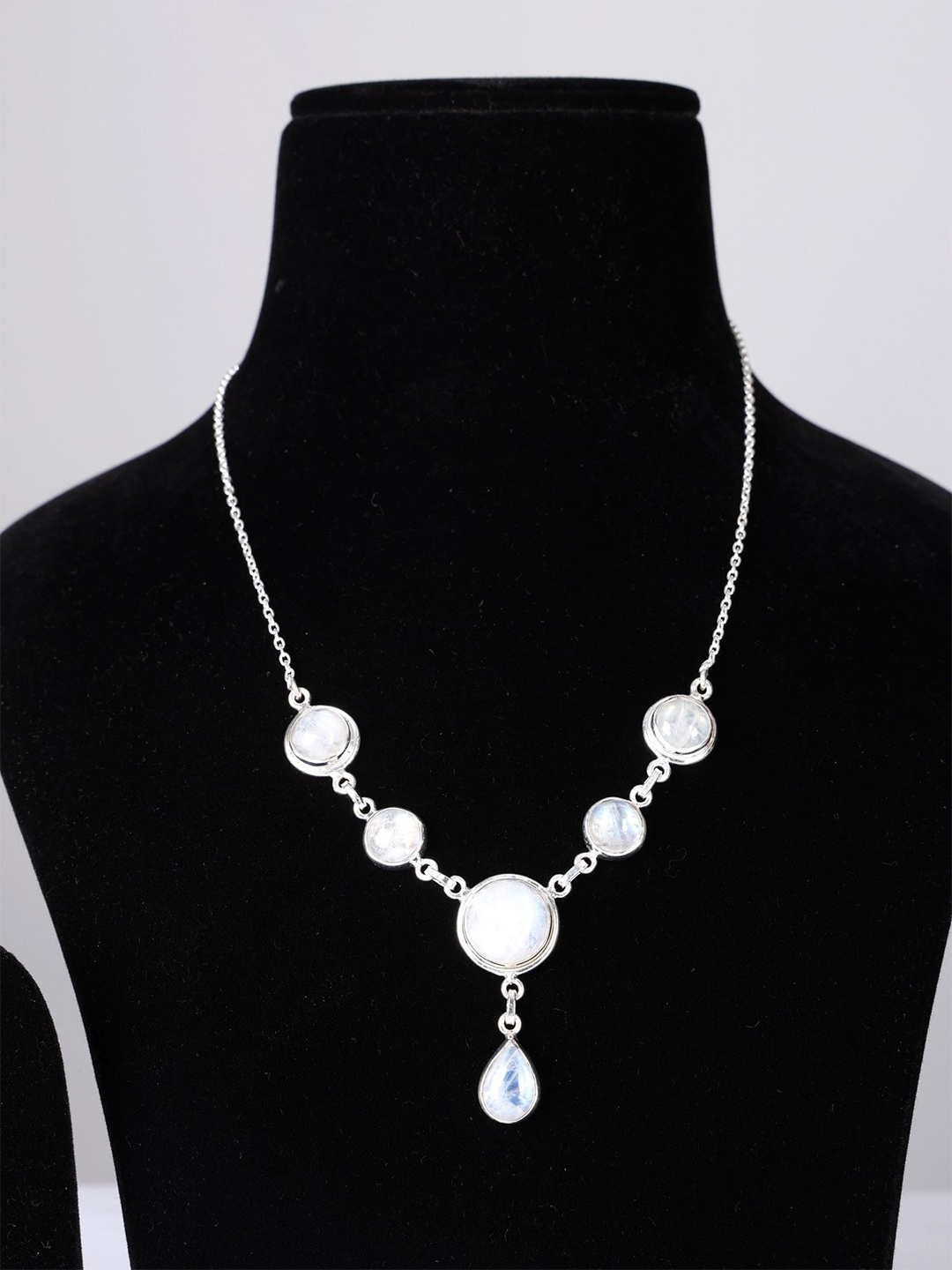 

Exotic India Rainbow Moonstone Sterling Silver Necklace