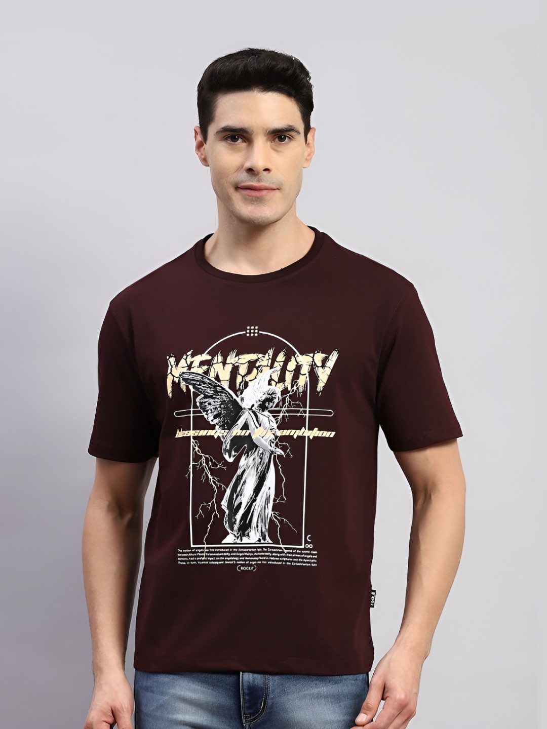 

rock.it Men Printed Applique T-shirt, Maroon