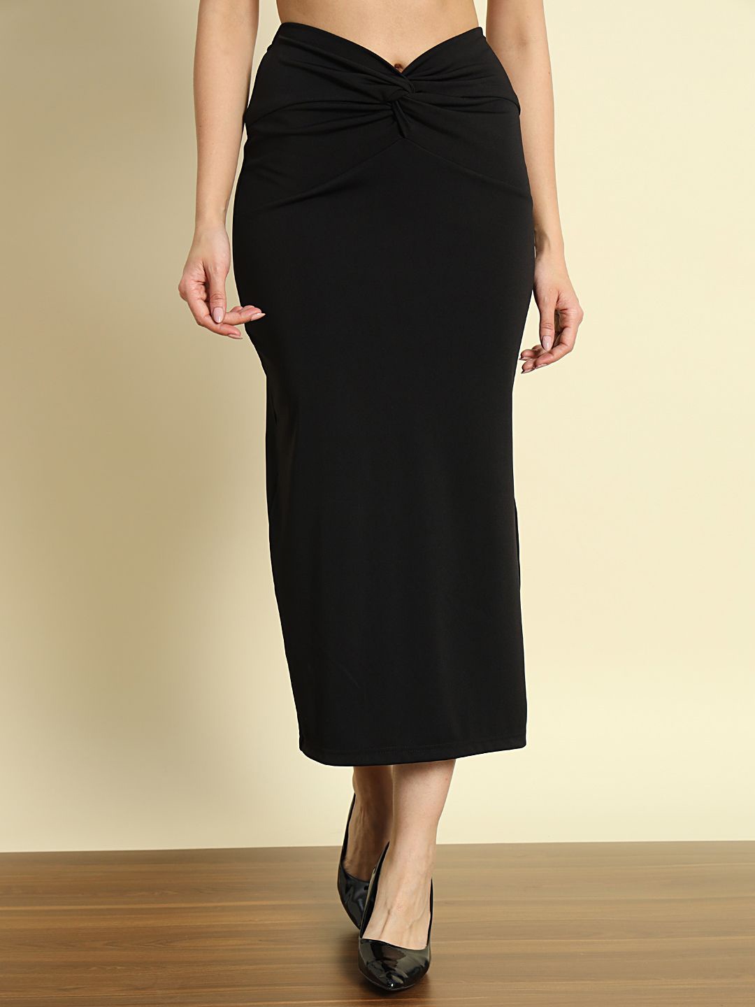

Trend Arrest Solid Pencil Straight Midi Skirt, Black
