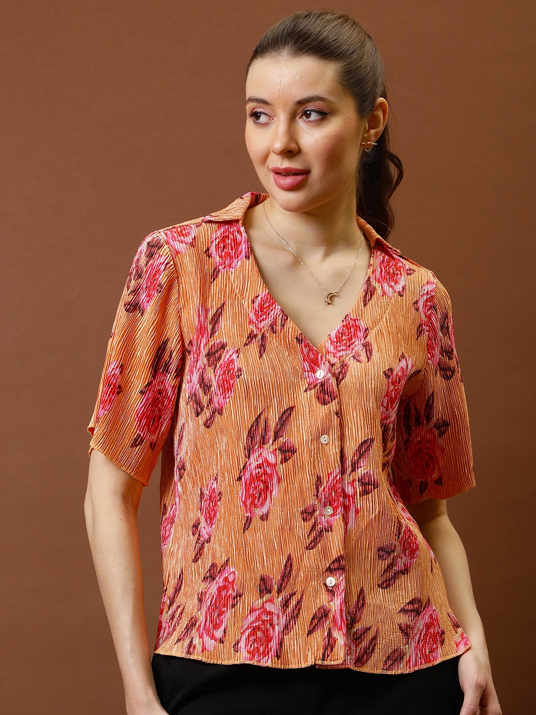 

Athena Immutable Floral Print Crepe Top, Pink