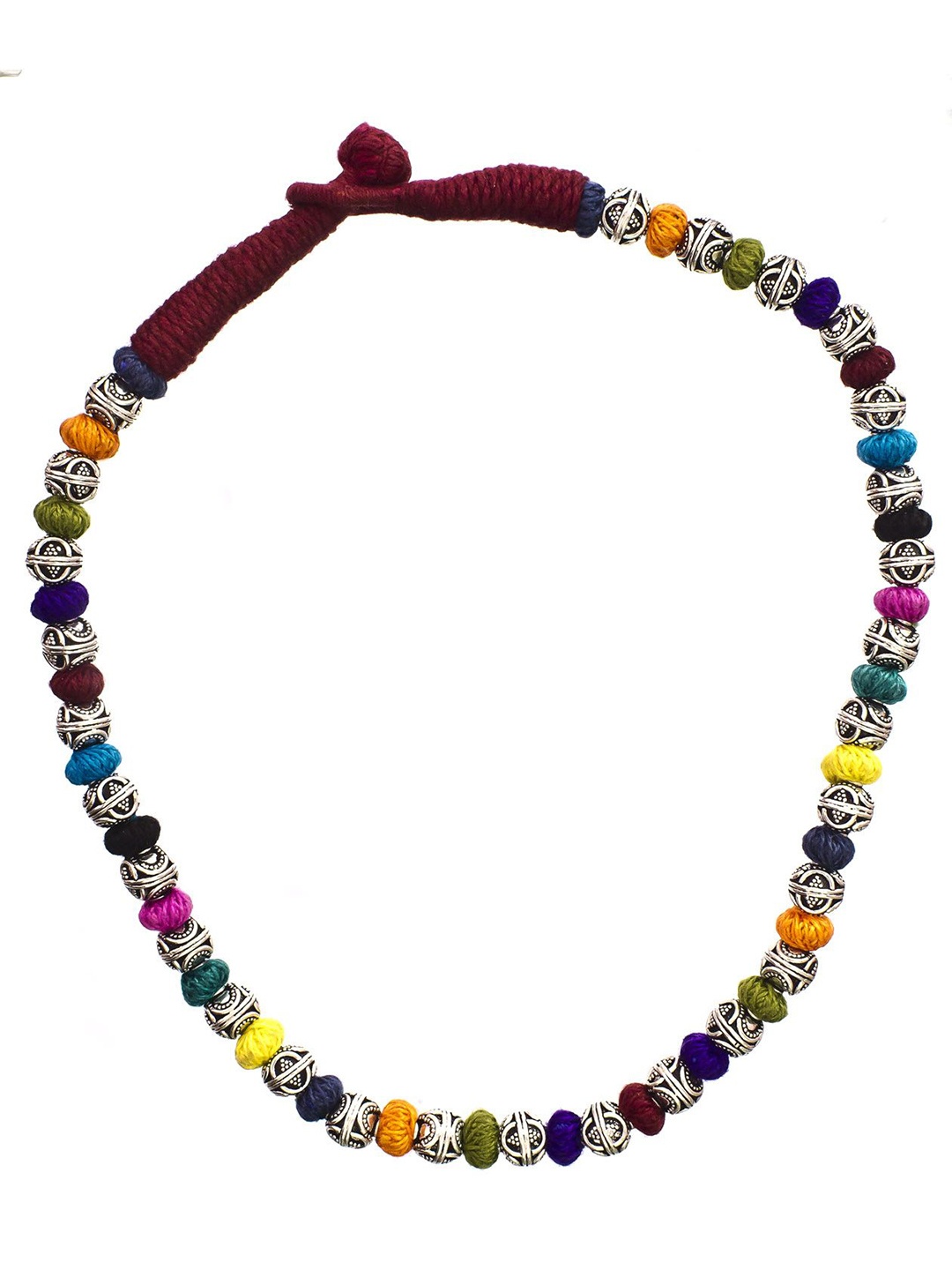 

Exotic India Sterling Silver-Plated Sterling Beads Cord Necklace