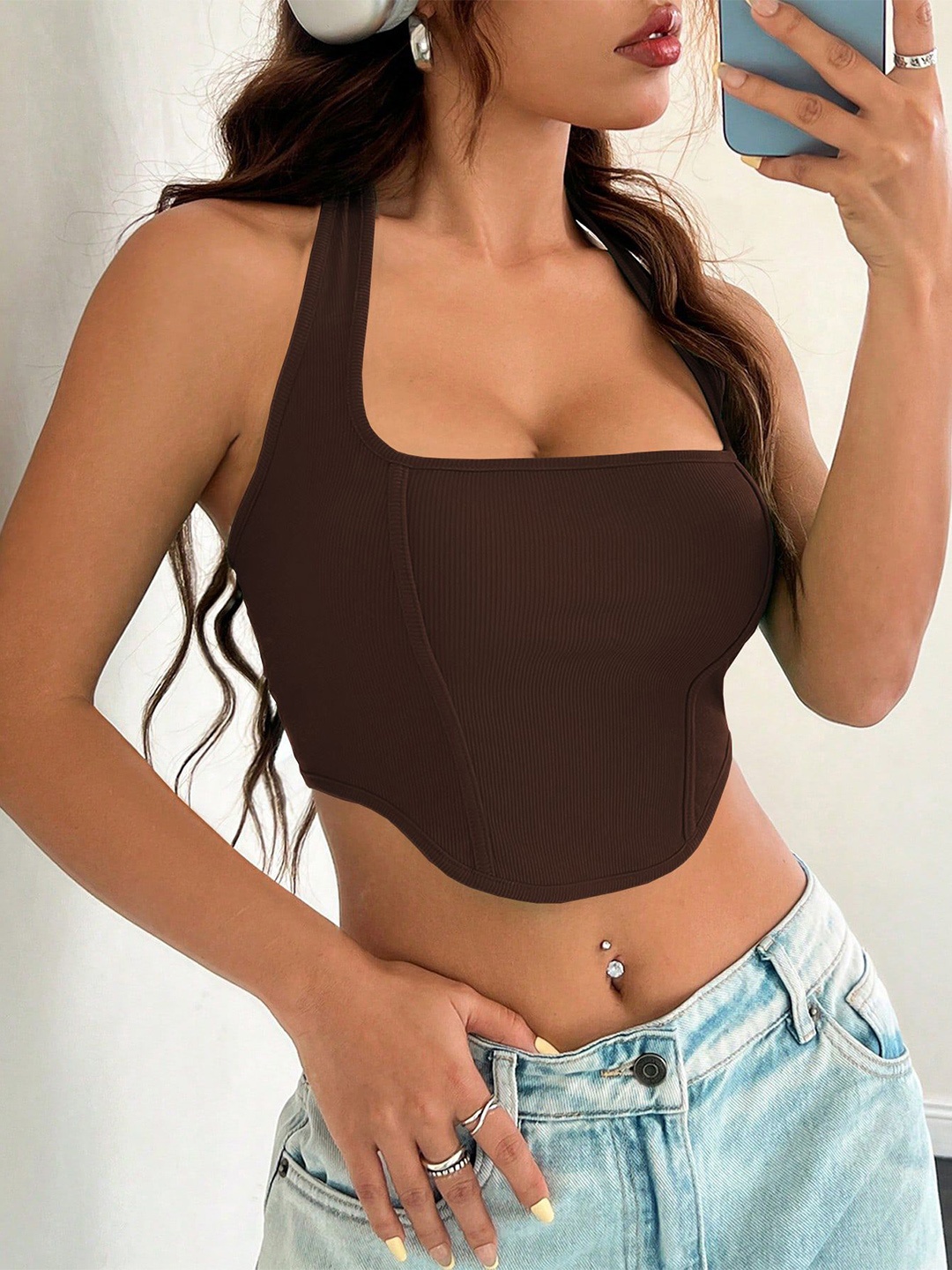 

StyleCast Crop Top, Brown