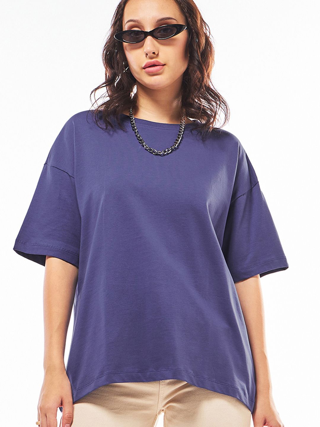 

Bewakoof Women's Blue Oversized T-shirt