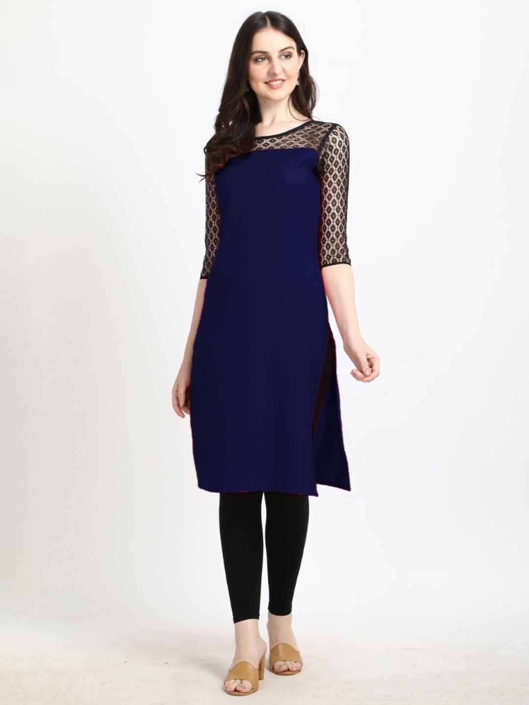 

Dream Beauty Fashion Round Neck Straight Kurta, Navy blue