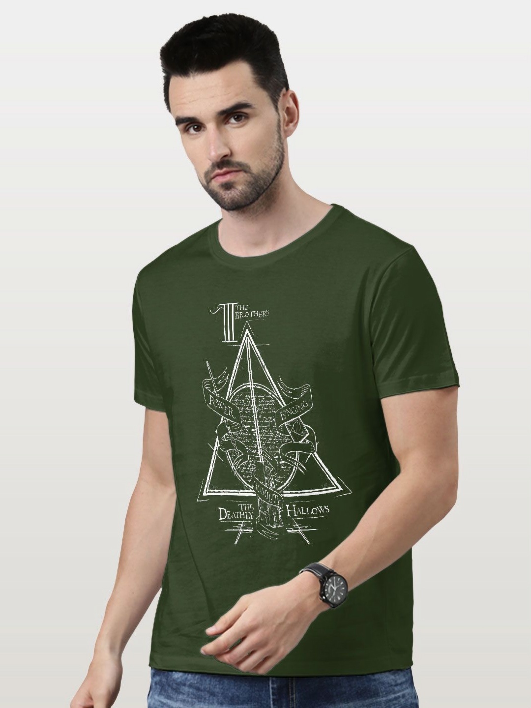 

macmerise Men Printed Raw Edge T-shirt, Green