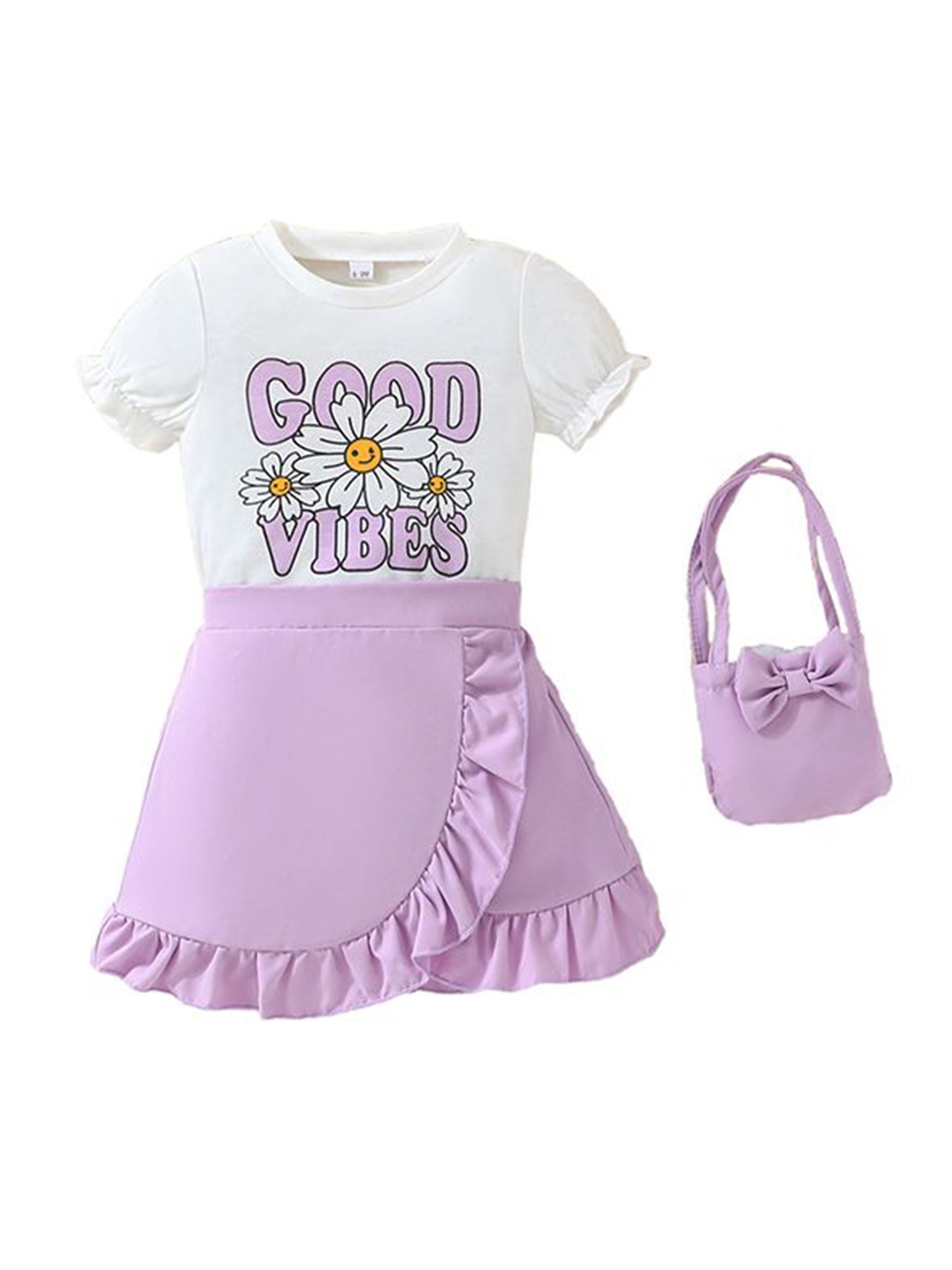 

StyleCast x Revolte Girls Printed T-shirt with Skirt, Purple