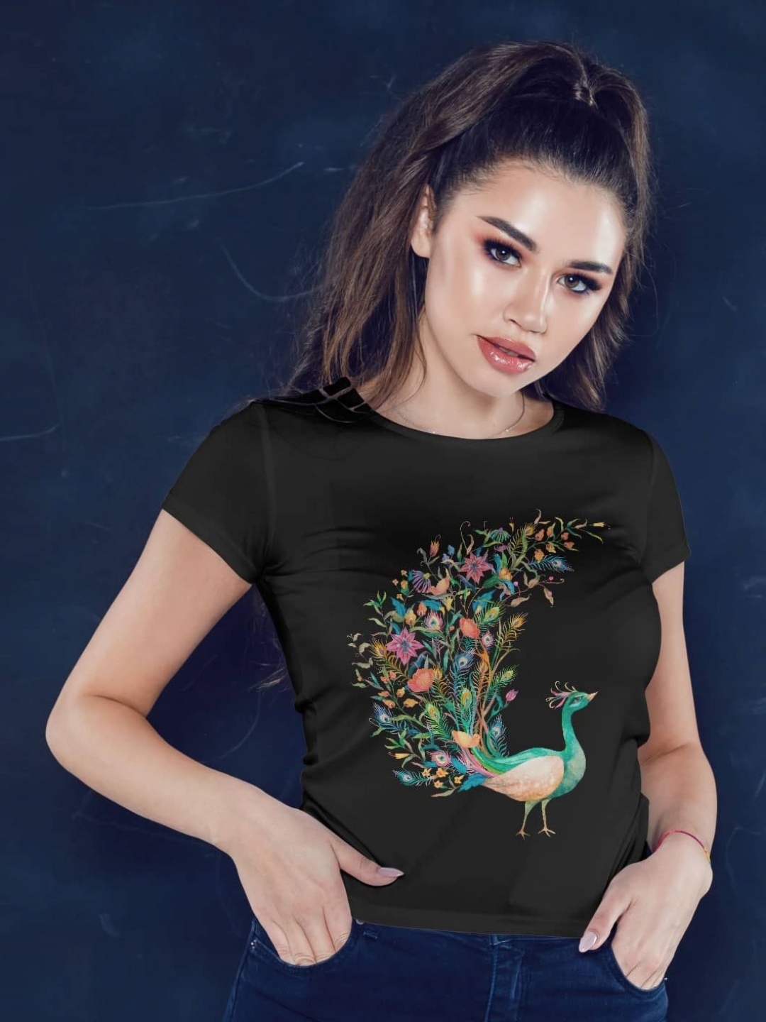 

macmerise Women Printed T-shirt, Black