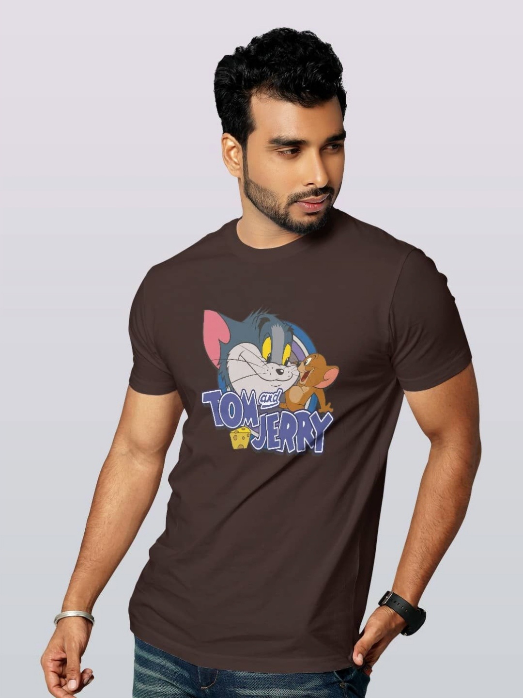 

macmerise Men Printed Applique T-shirt, Brown
