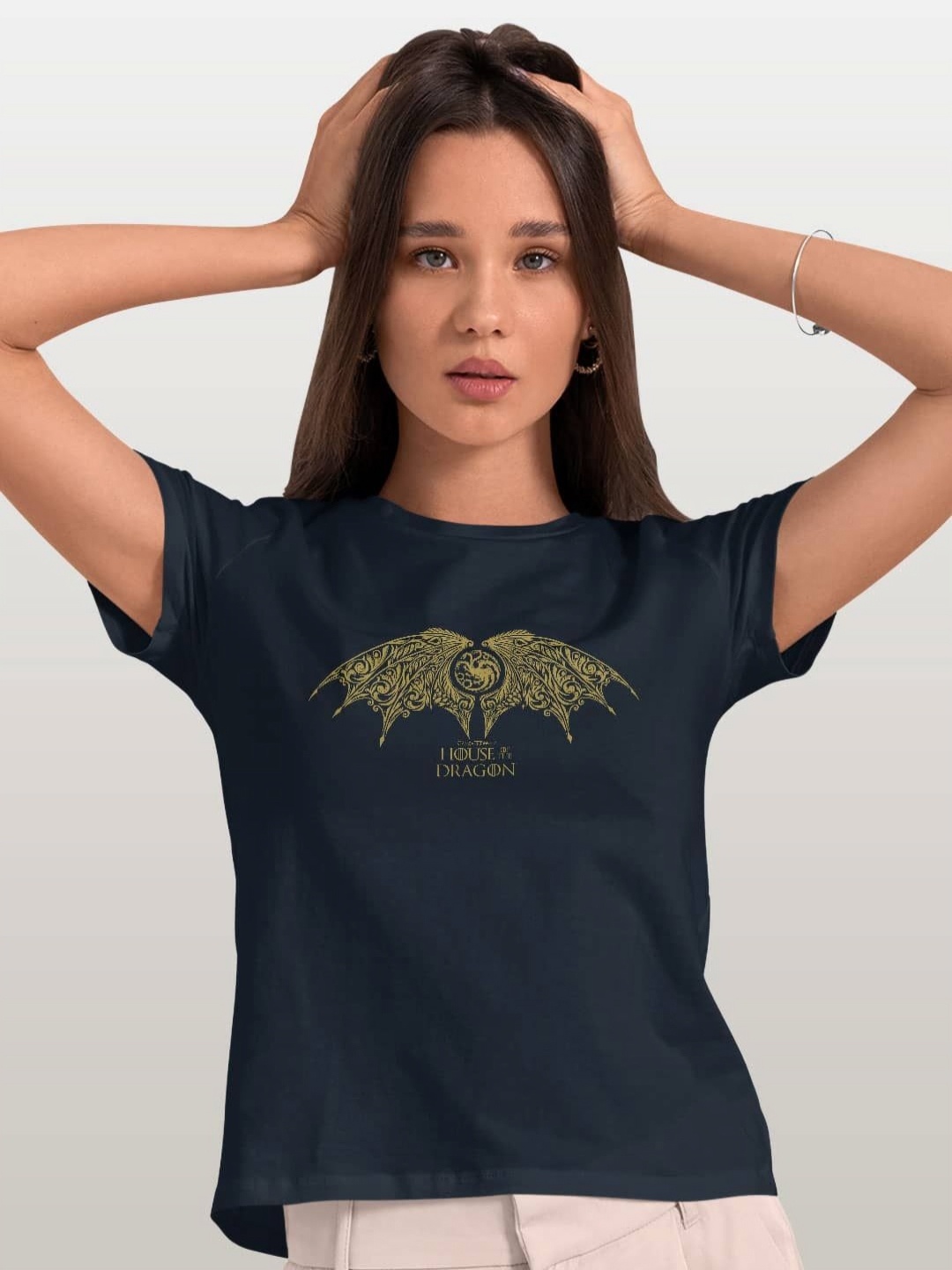 

macmerise Women Pockets T-shirt, Navy blue