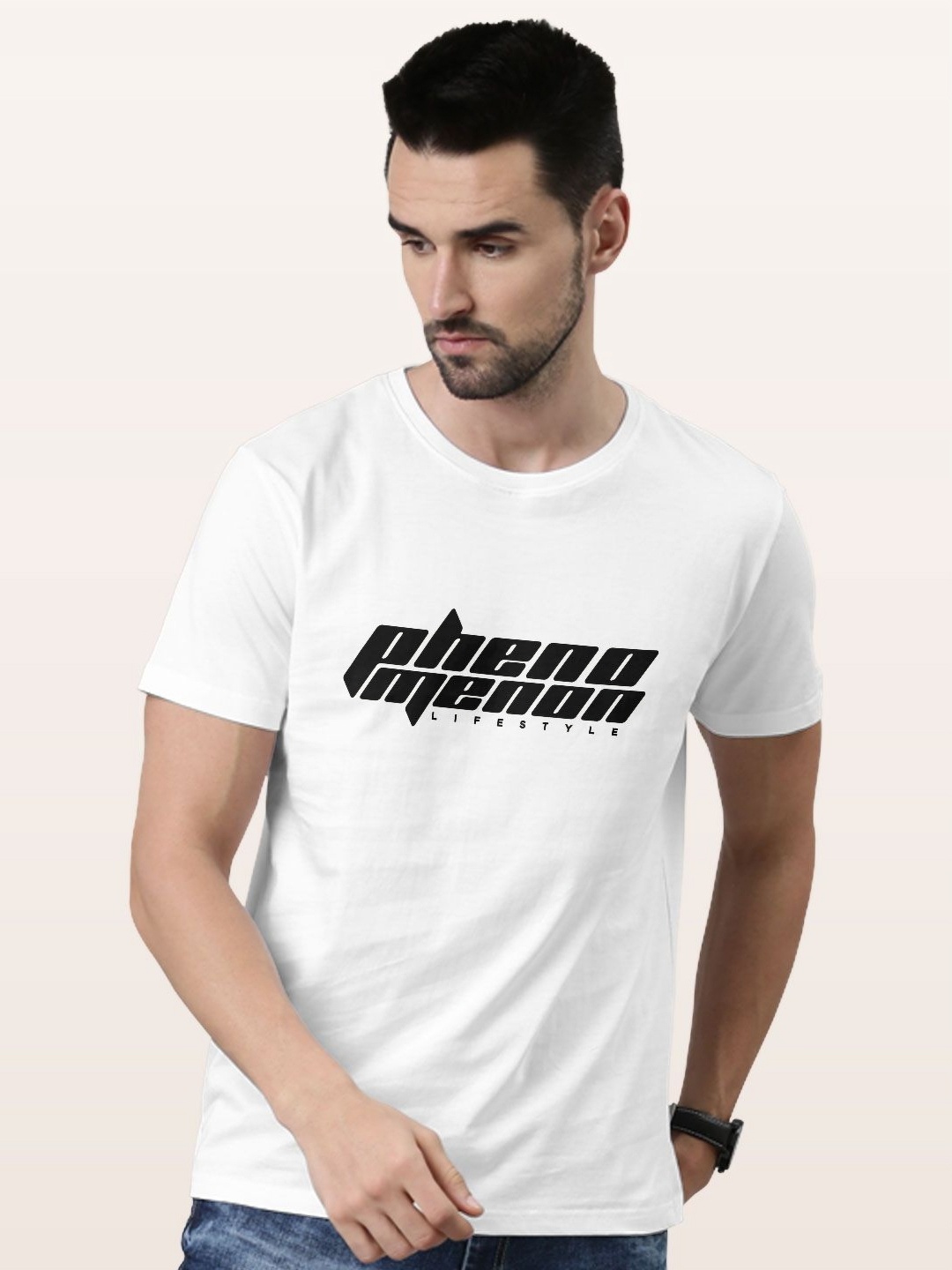 

macmerise Men Typography Printed V-Neck Pockets T-shirt, White