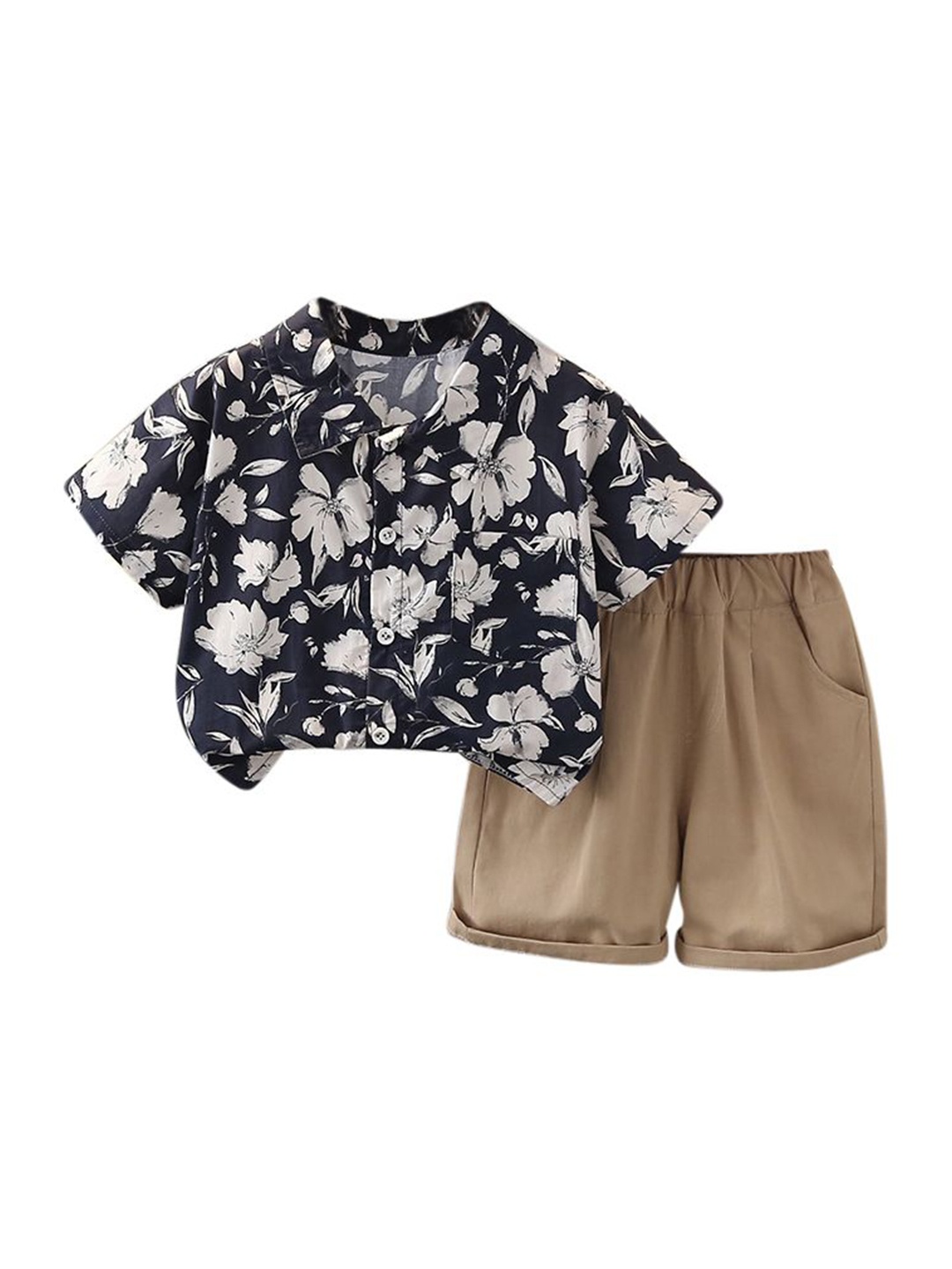 

StyleCast x Revolte Boys Printed Pure Cotton Shirt With Shorts, Black