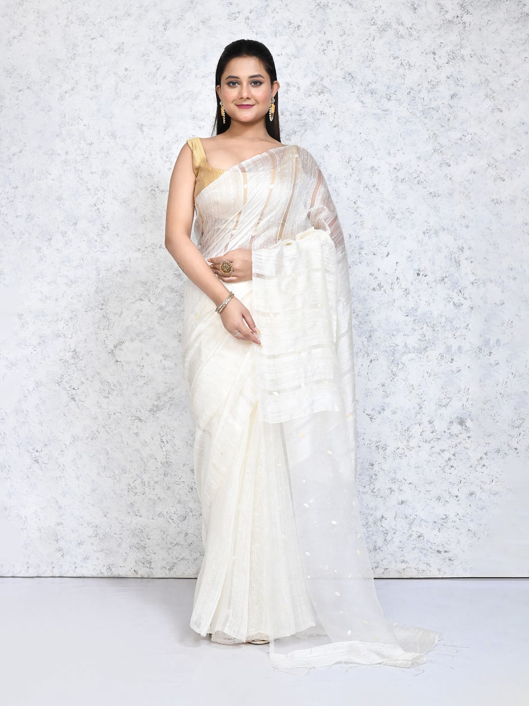 

SPRISH Woven Design Pure Silk Saree, White