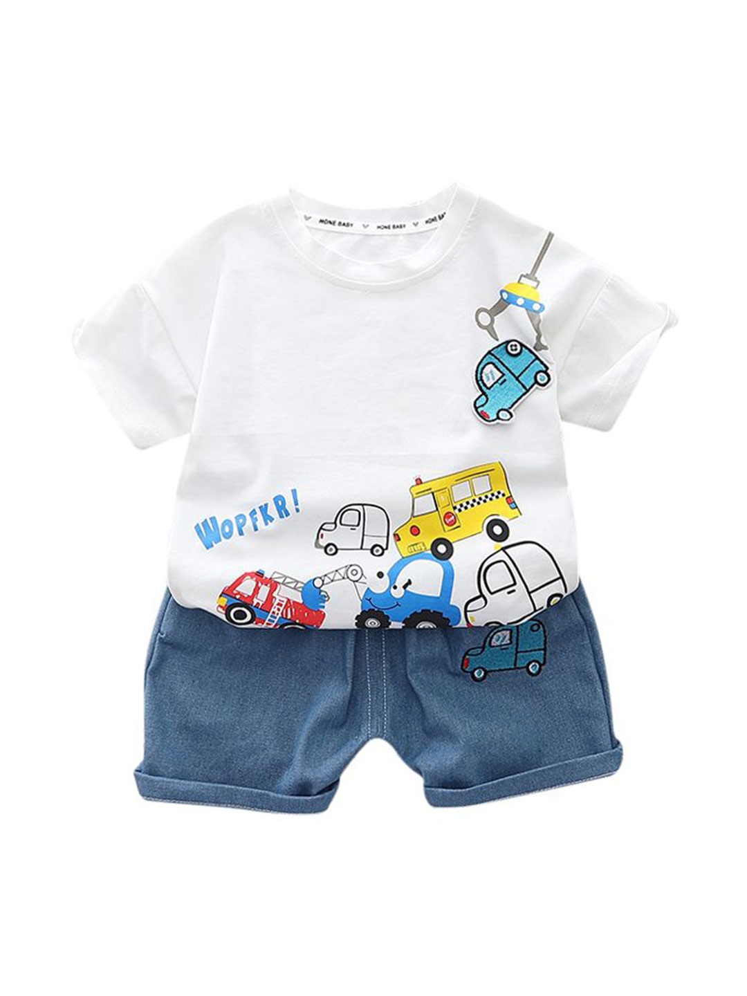 

StyleCast x Revolte Boys Printed Pure Cotton T-shirt with Shorts, White