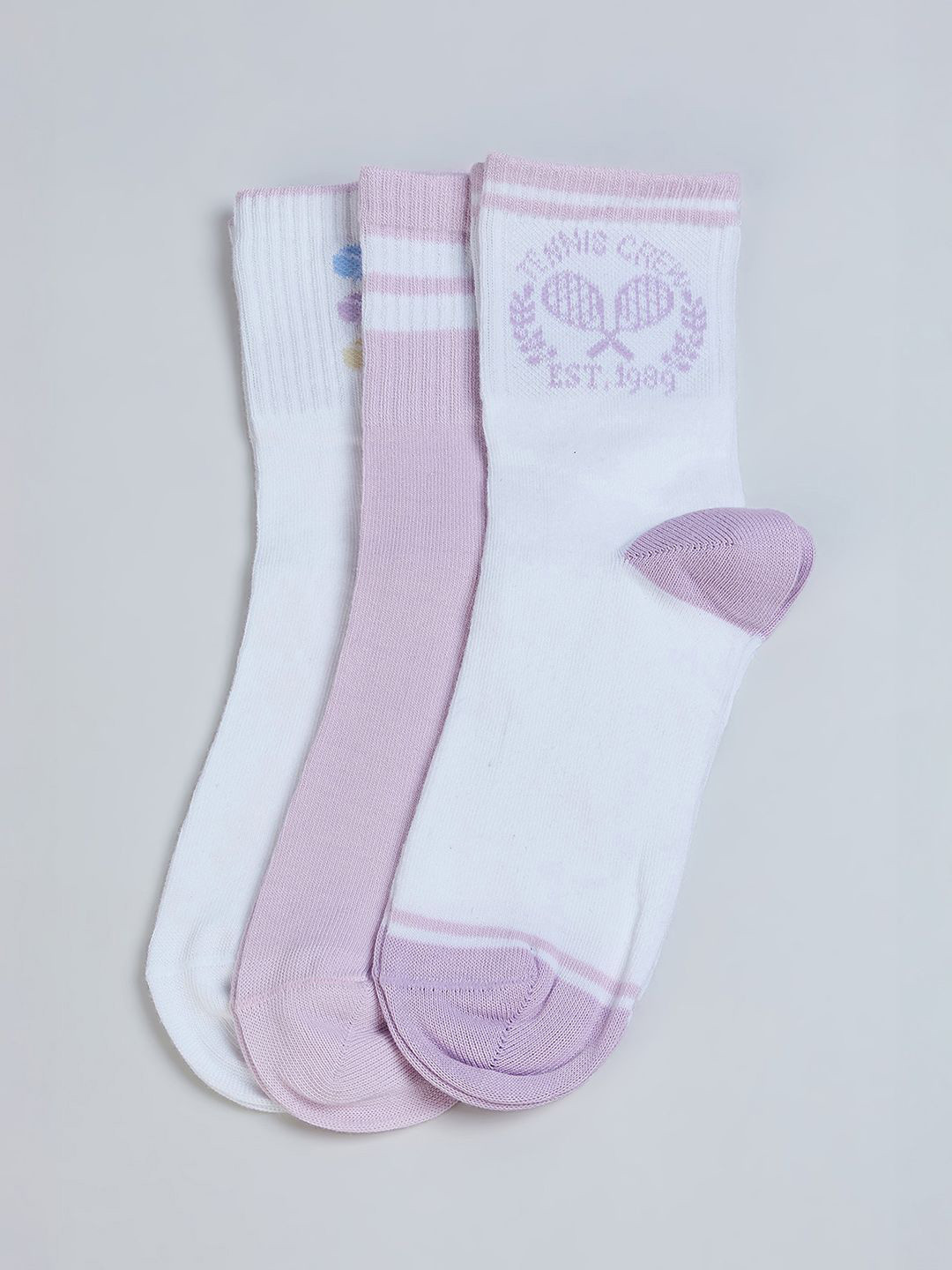 

max Girls Pack Of 3 Patterned Ankle-Length Socks, White