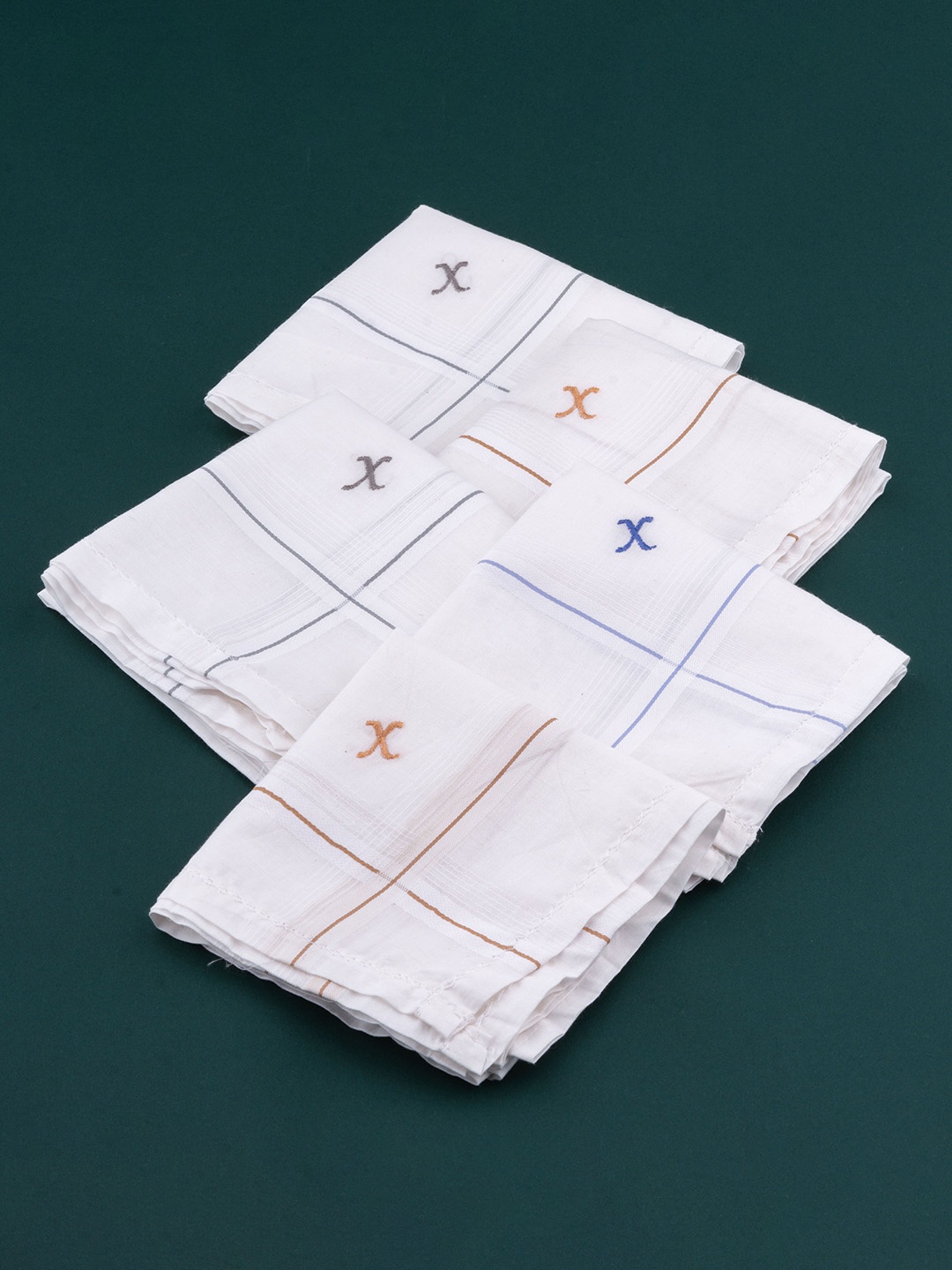 

CROSSLINE Men Pack Of 5 Pure Cotton Handkerchief, White