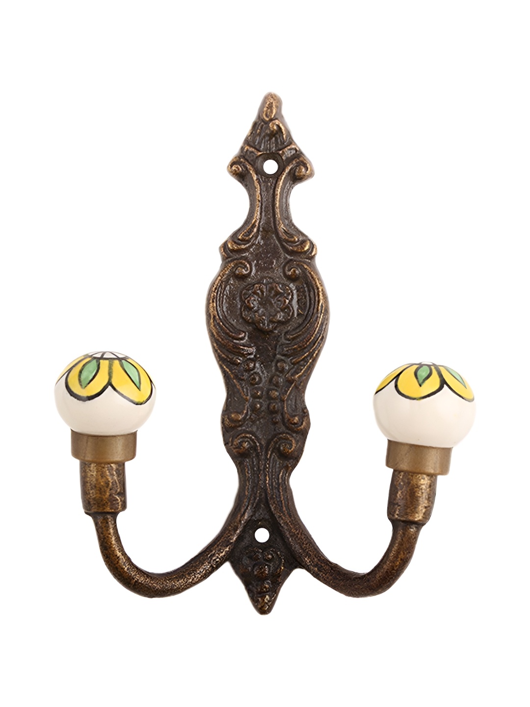 

Indianshelf Yellow & White 4 Pieces Textured Metal Hooks