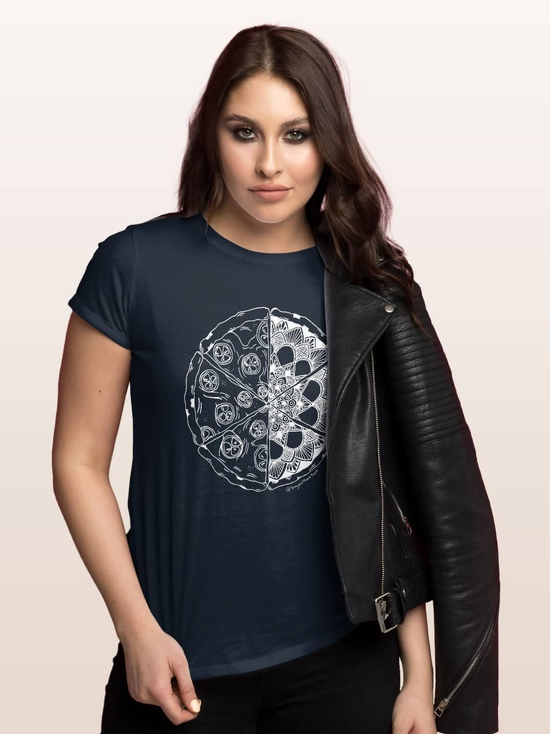 

macmerise Women Printed T-shirt, Navy blue
