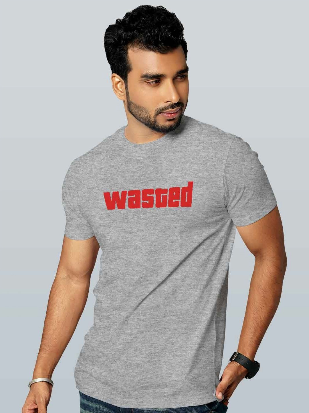 

macmerise Men Applique T-shirt, Grey