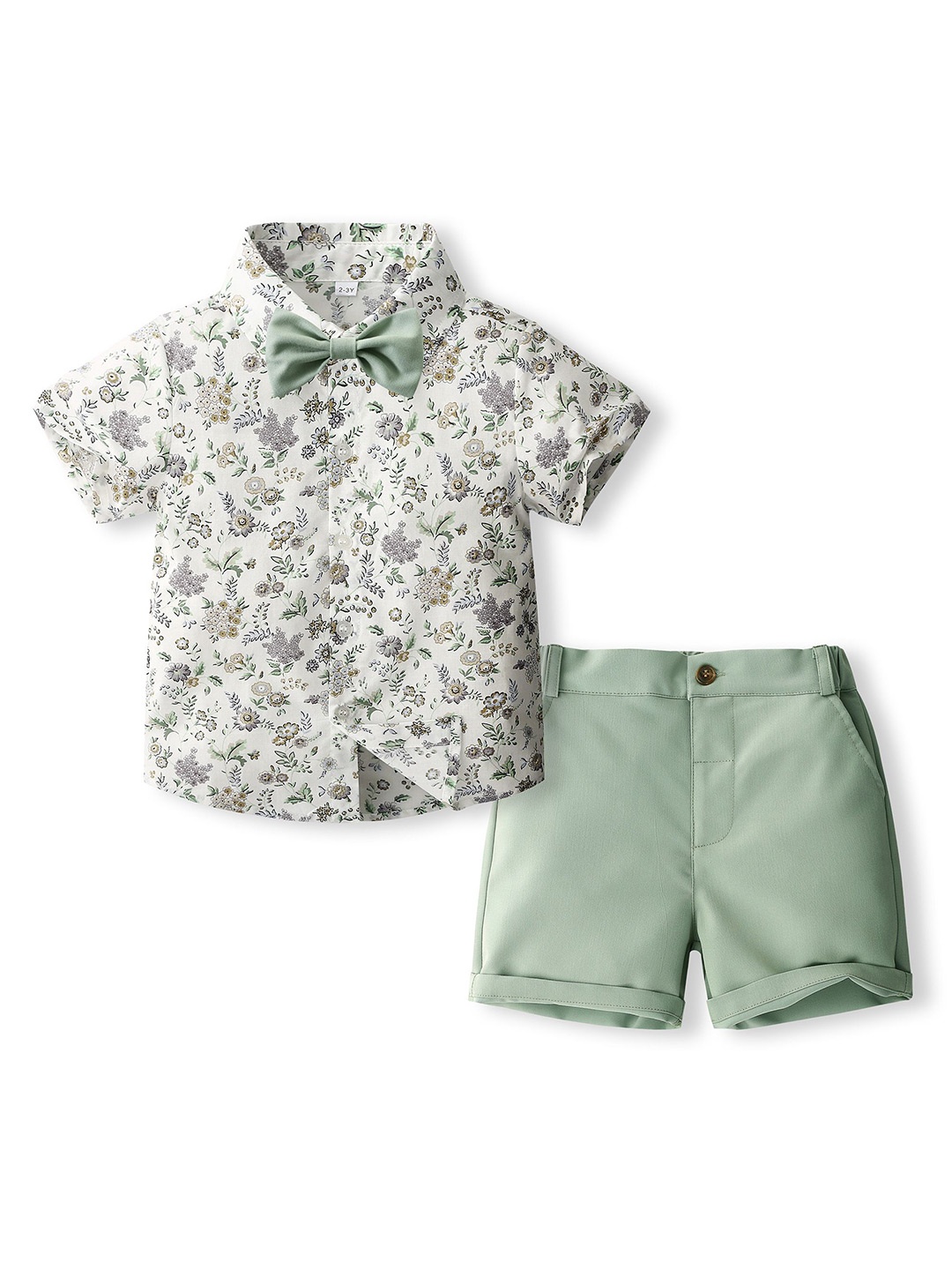 

StyleCast x Revolte Boys Printed Pure Cotton Shirt With Shorts, Green