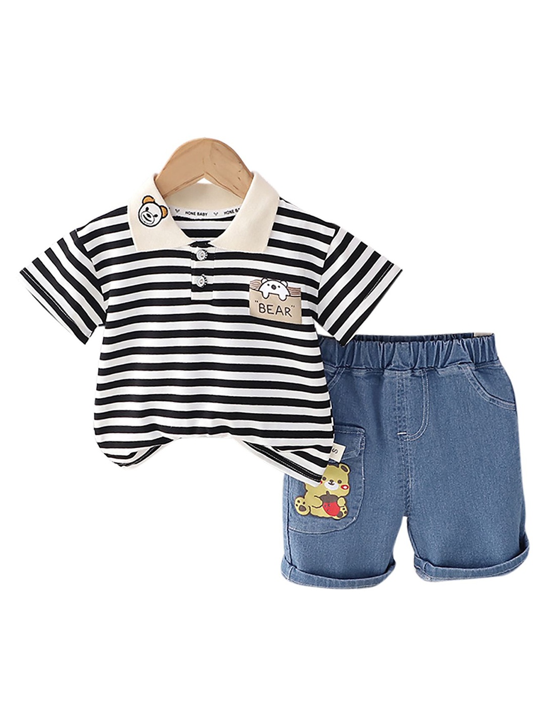 

StyleCast x Revolte Infant Boys Printed Pure Cotton T-shirt With Shorts, Black