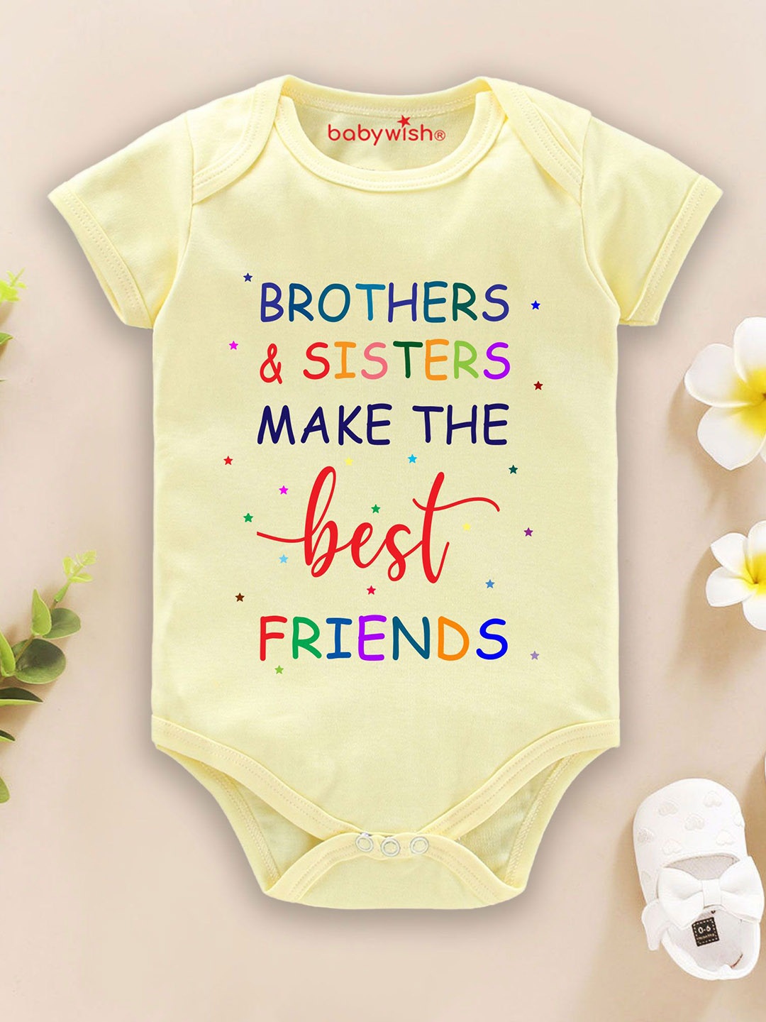 

Babywish Infants Printed Cotton Bodysuit, Yellow