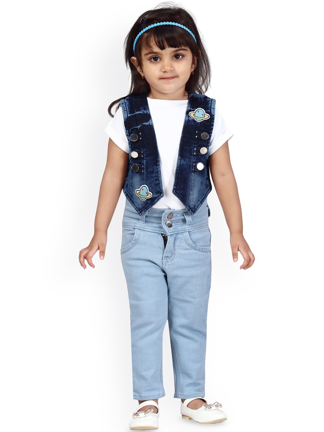 

BAESD Girls Floral Cotton Windcheater Longline Denim Jacket, Blue
