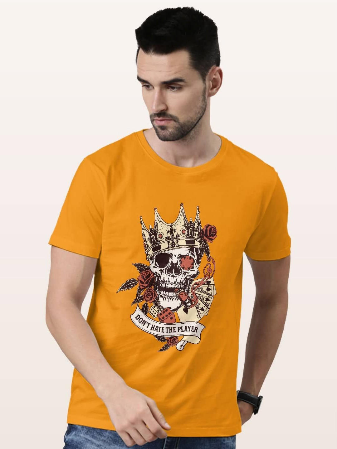 

macmerise Men Printed Extended Sleeves T-shirt, Yellow