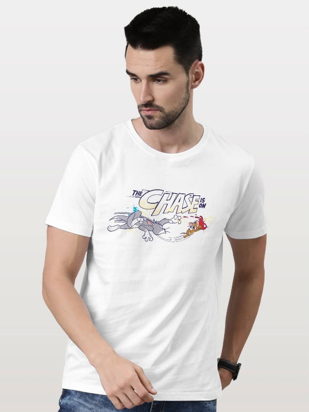 

macmerise Men Typography Printed Applique T-shirt, White