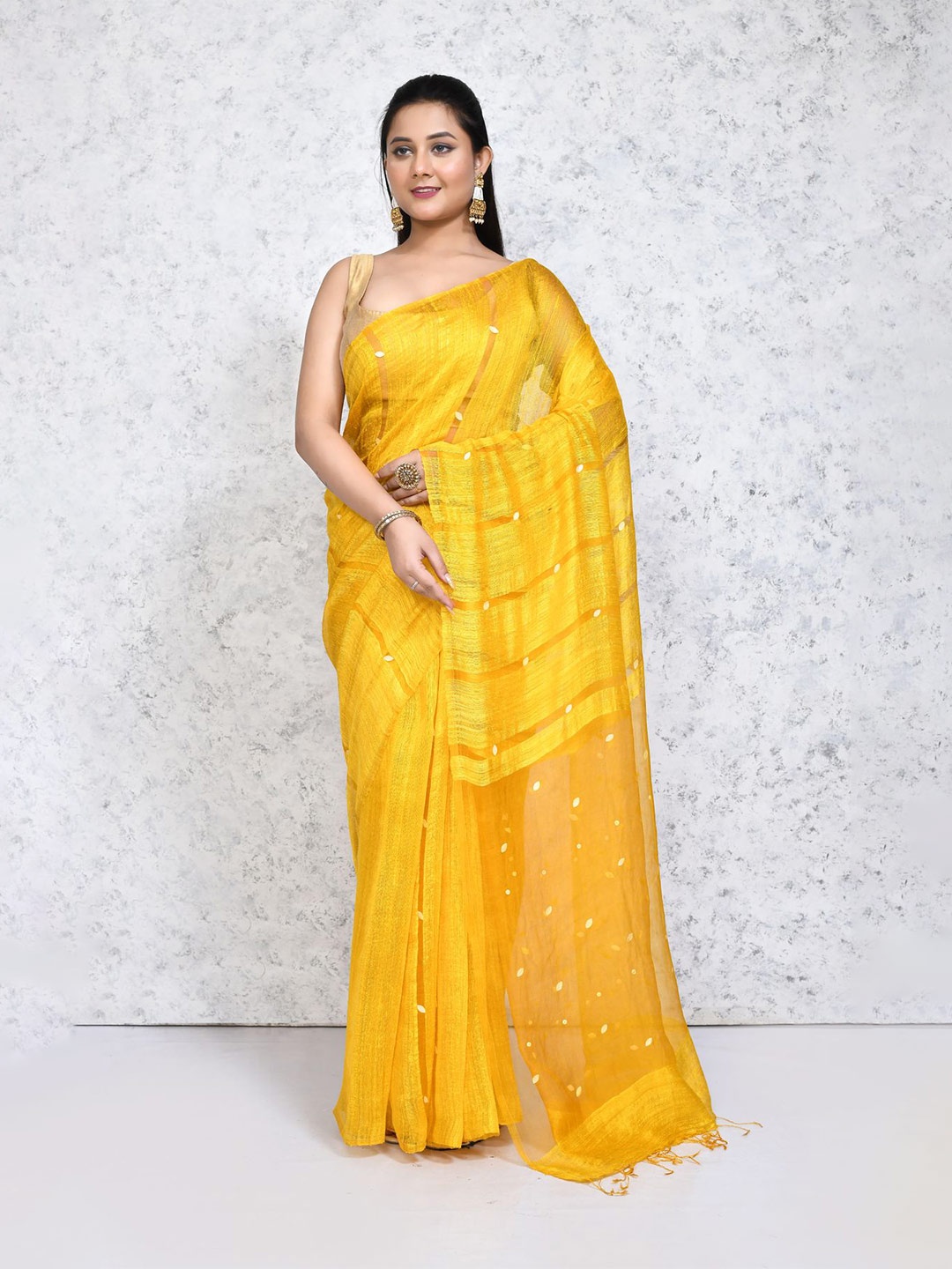 

SPRISH Woven Design Pure Silk Saree, Yellow