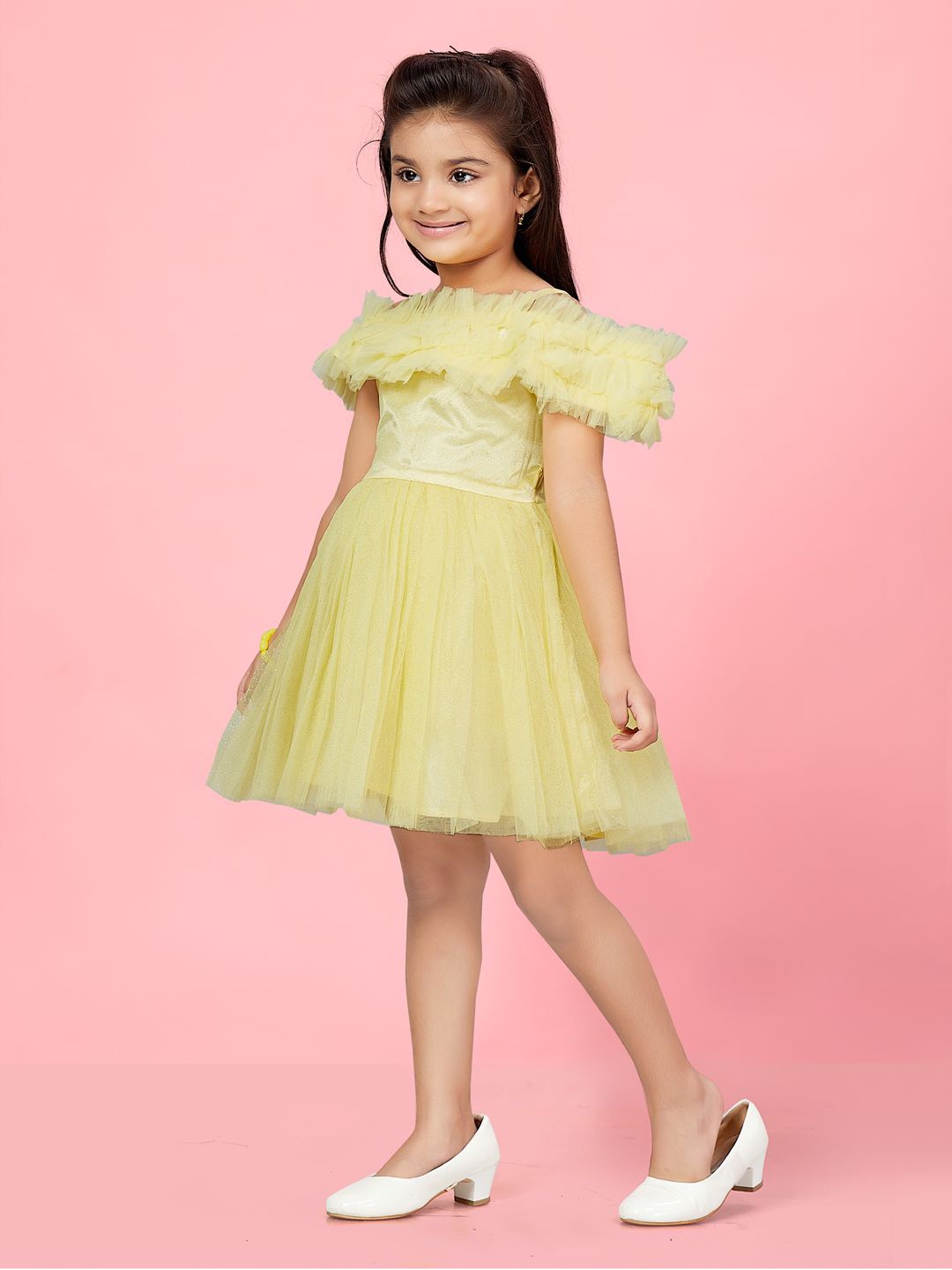 

BAESD Girls Flared Sleeve Net Fit & Flare Dress, Green