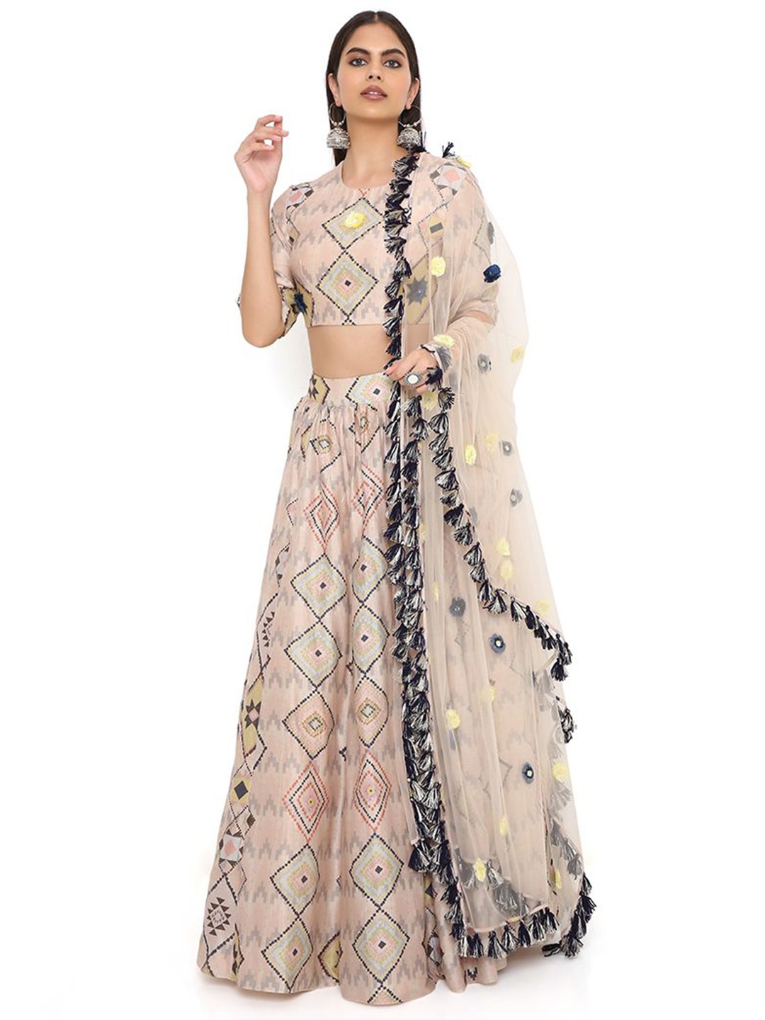 

Payal Singhal Printed Thread Work Ready to Wear Lehenga & Blouse With Dupatta, Pink