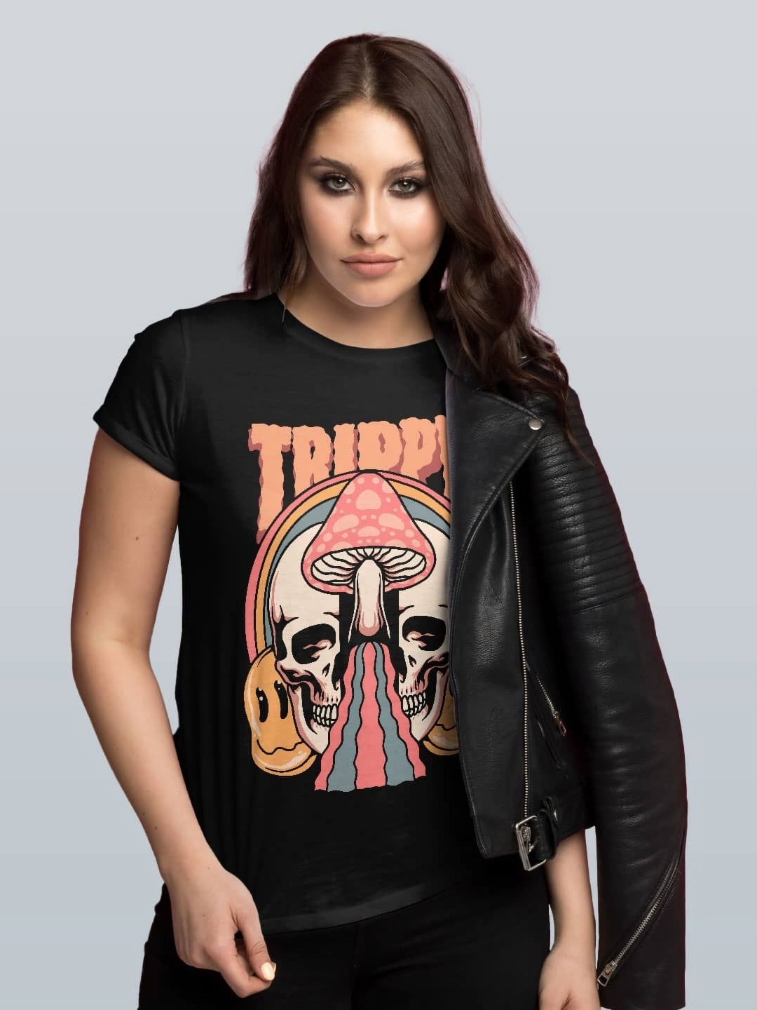 

macmerise Women Printed Extended Sleeves T-shirt, Black