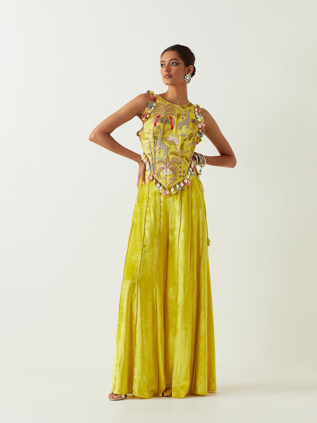 

Payal Singhal Embroidered Top & Sharara Co-Ords, Green