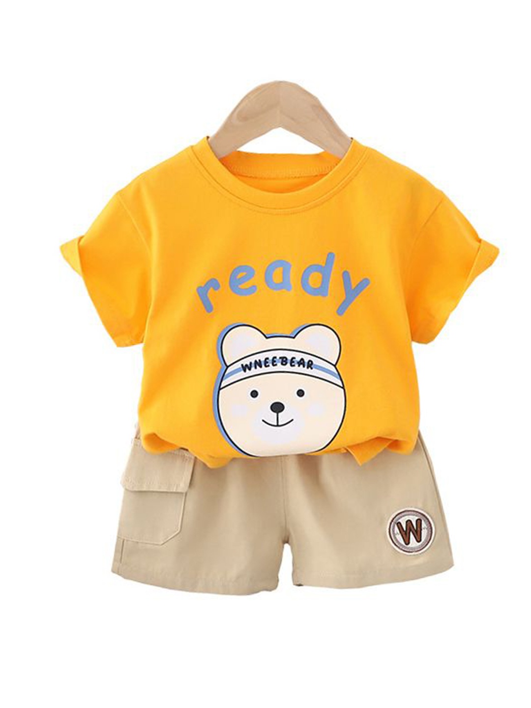 

StyleCast x Revolte Infant Boys Printed Pure Cotton T-shirt With Shorts, Yellow