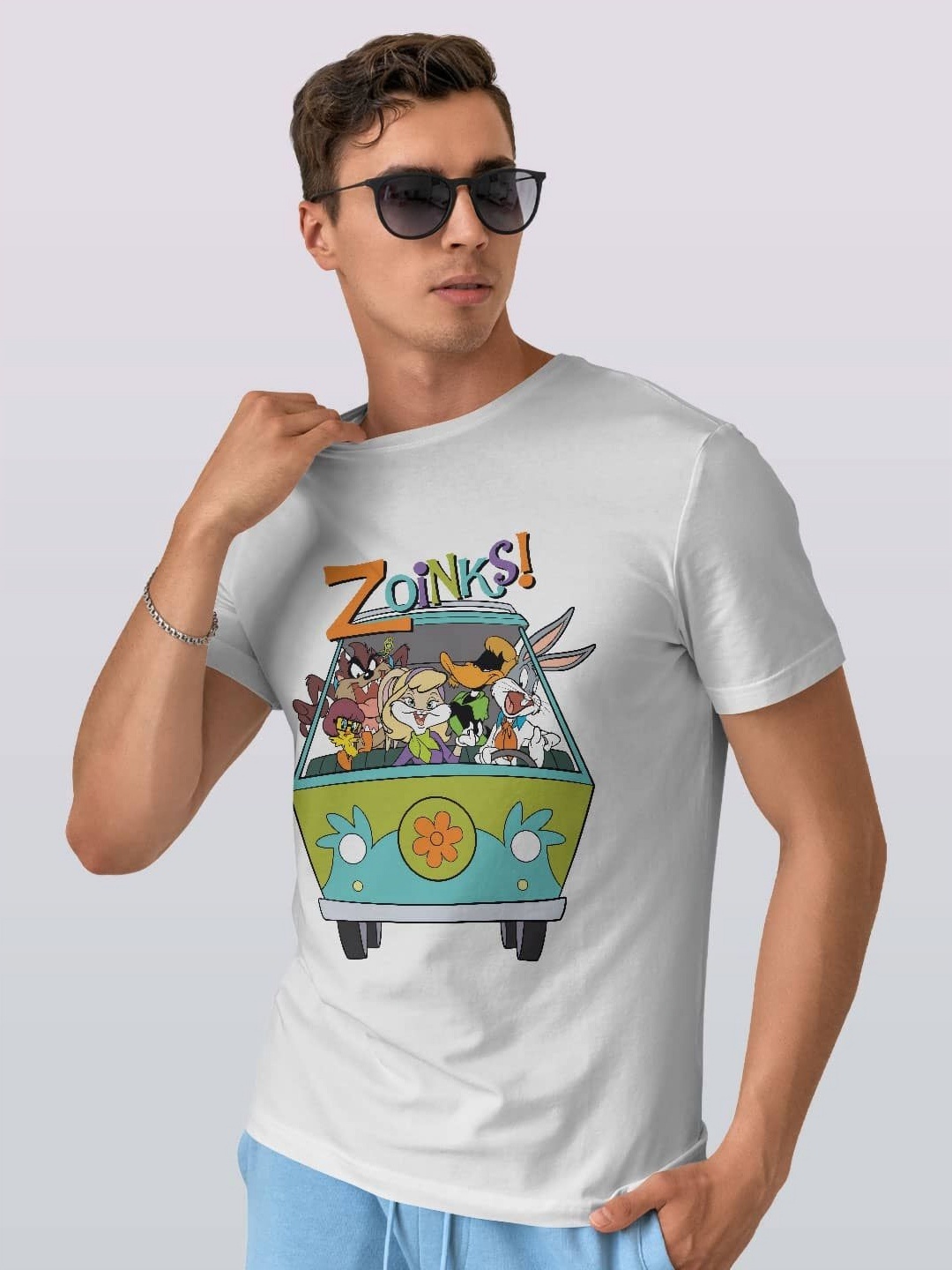 

macmerise Men Printed Applique T-shirt, White