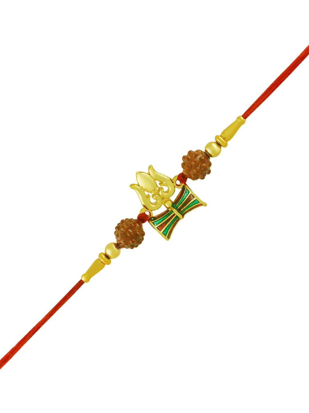 

Okos Gold Plated Trishul With Damroo Religious Thread Rakhi