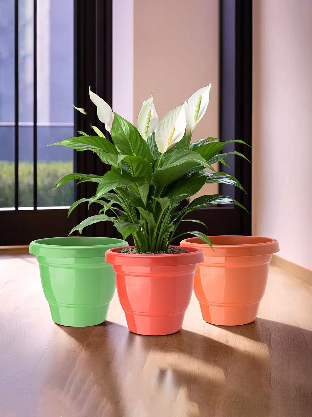 

Kuber Industries Red & Green 3 Pieces Lightweight Planters