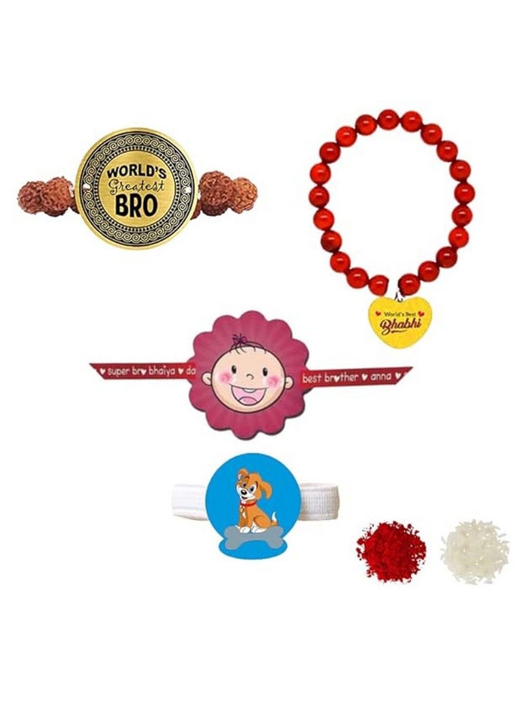 

THEYAYACAFE Set Of 4 Bhaiya Bhabhi Rakhi, Brown
