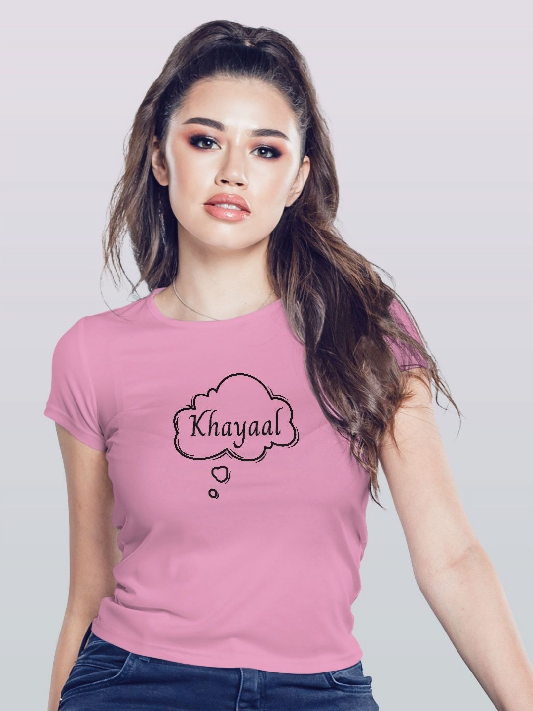 

macmerise Women Typography Printed Applique T-shirt, Pink