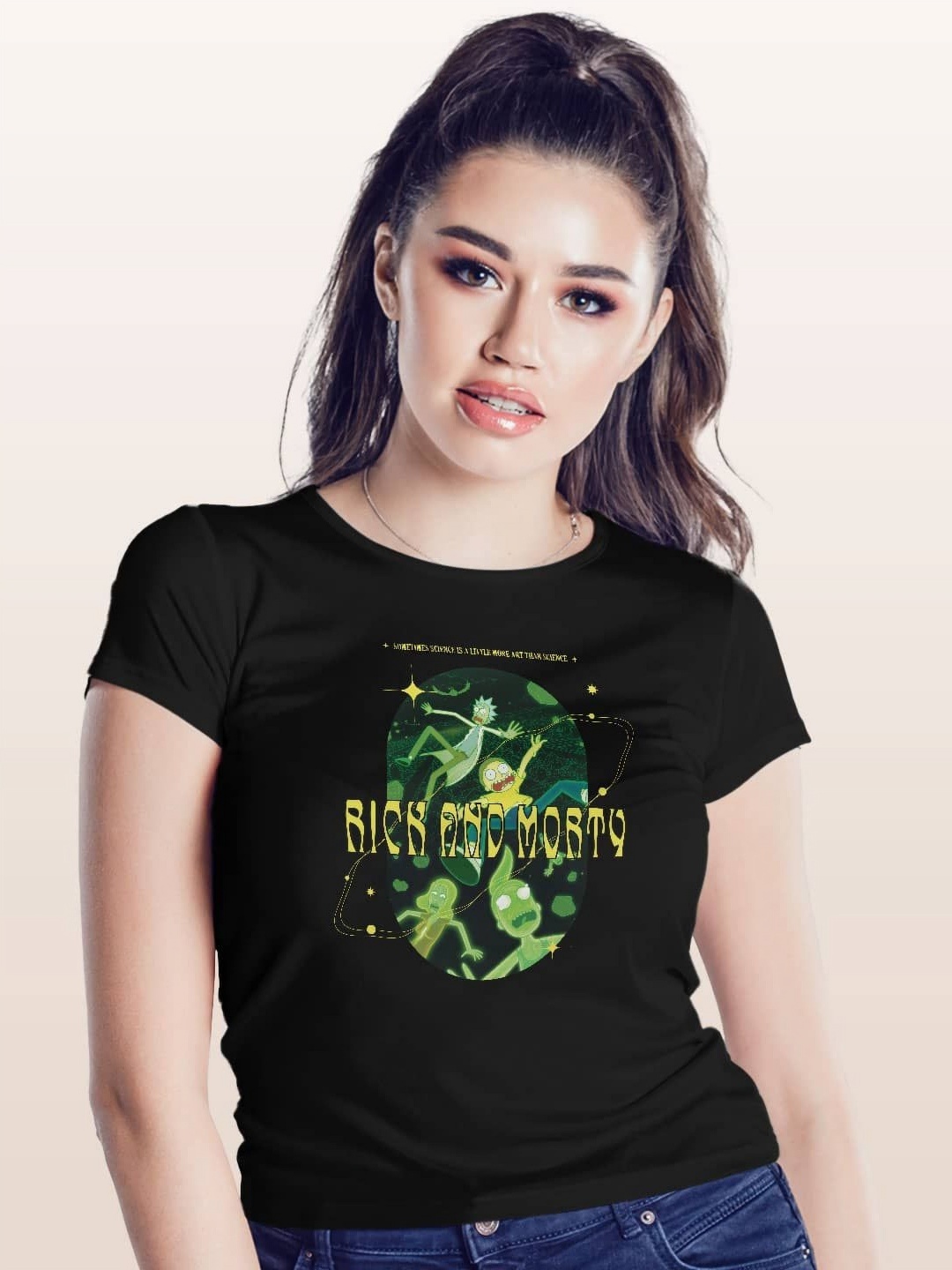 

macmerise Women Printed T-shirt, Black