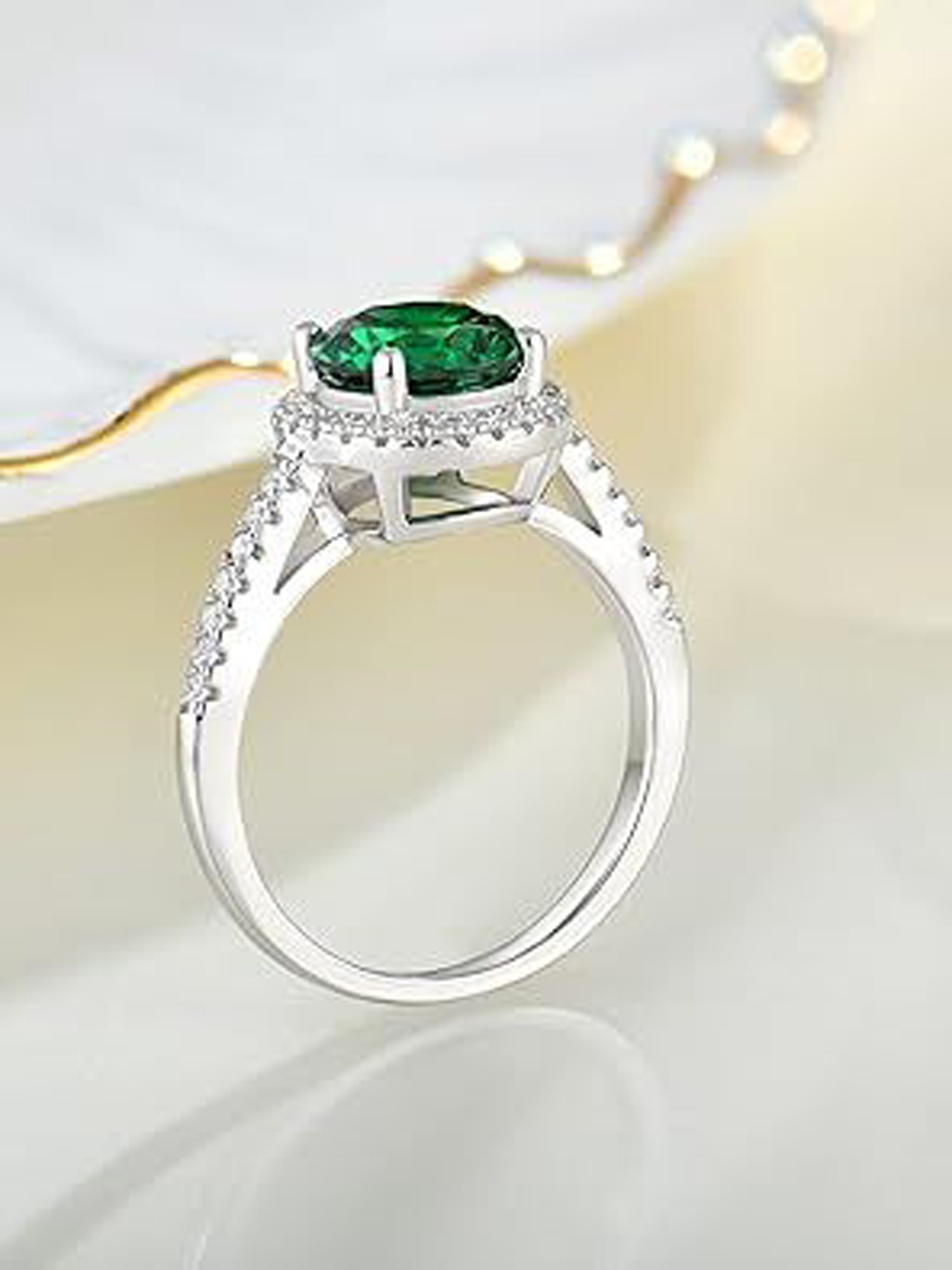 

BRD Jewelry 925 Sterling Silver Sterling Rhodium Plated American Diamond Stone Finger Ring