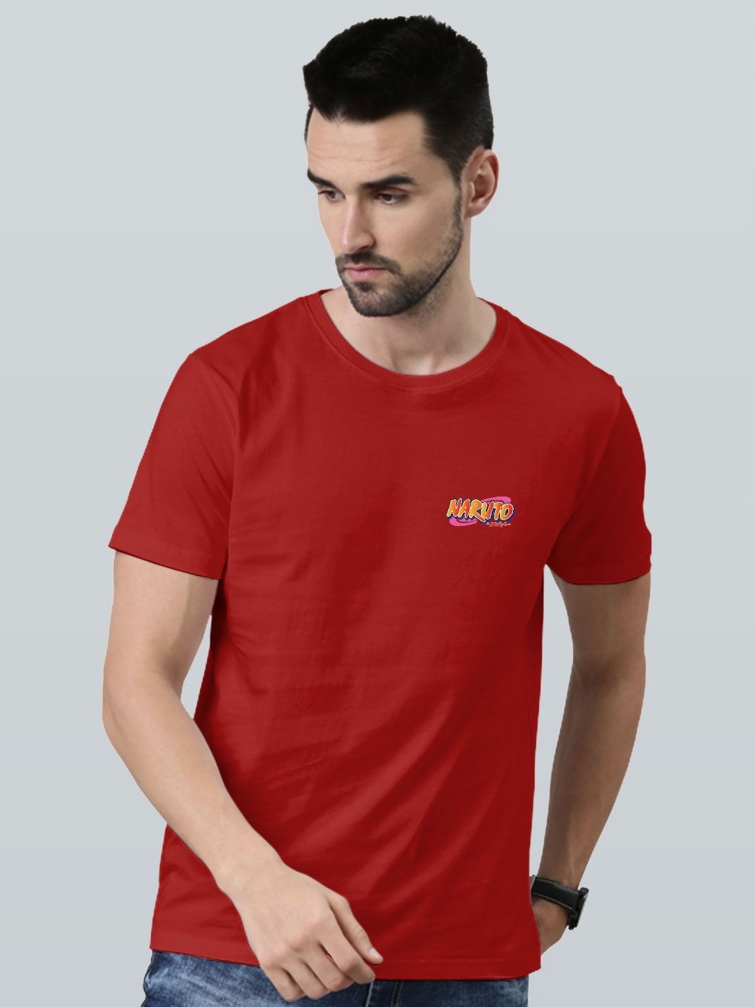 

macmerise Men Printed Applique T-shirt, Red